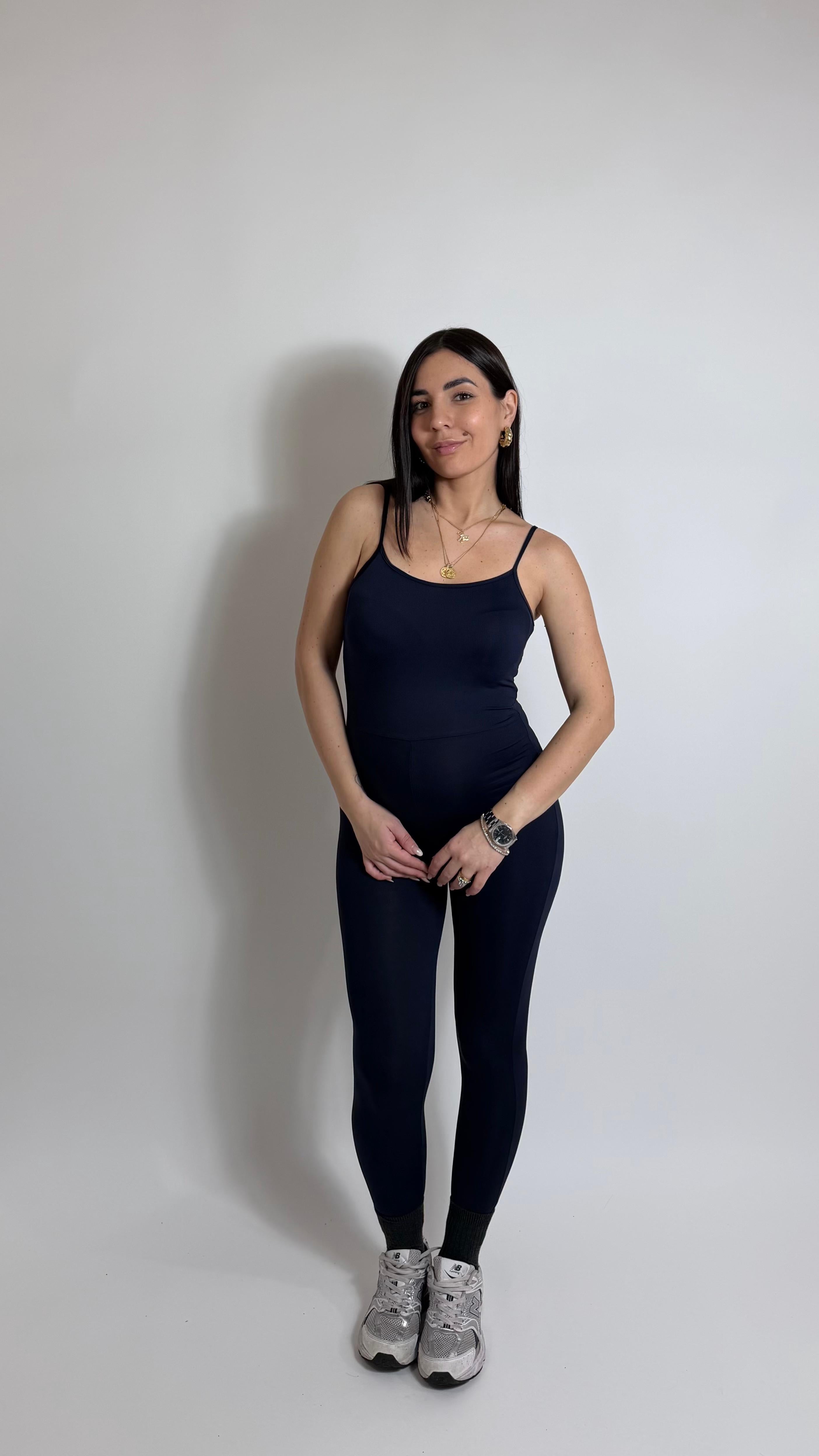 Jumpsuit Second Skin - Bretella Sottile - Sigaretta / Blu Notte