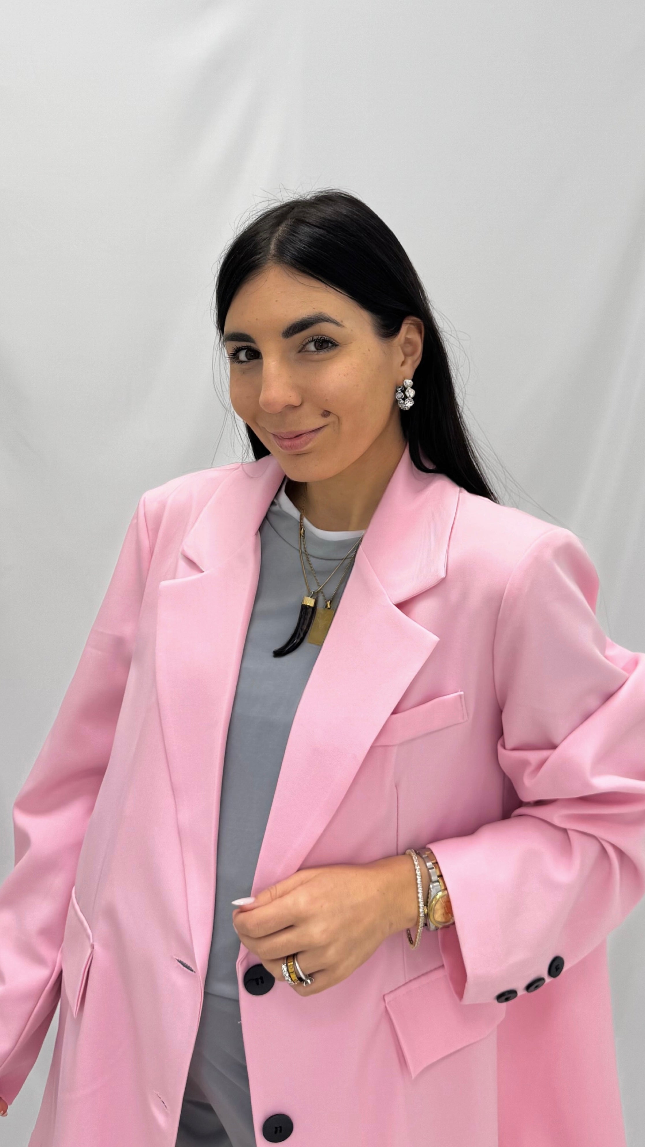 Maglia Over Bicolor Grigio Perla