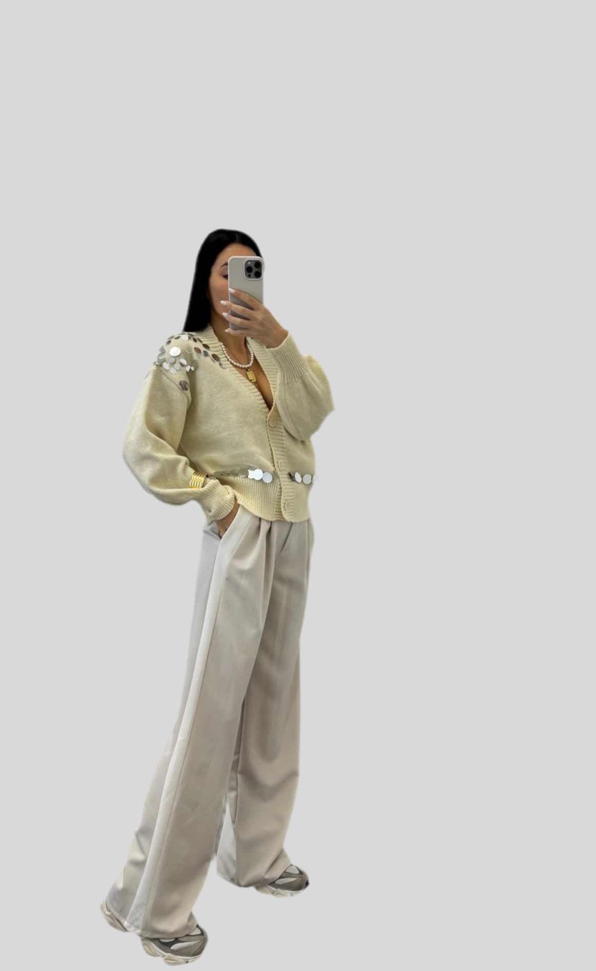 Pantalone Banda Laterale Ecru