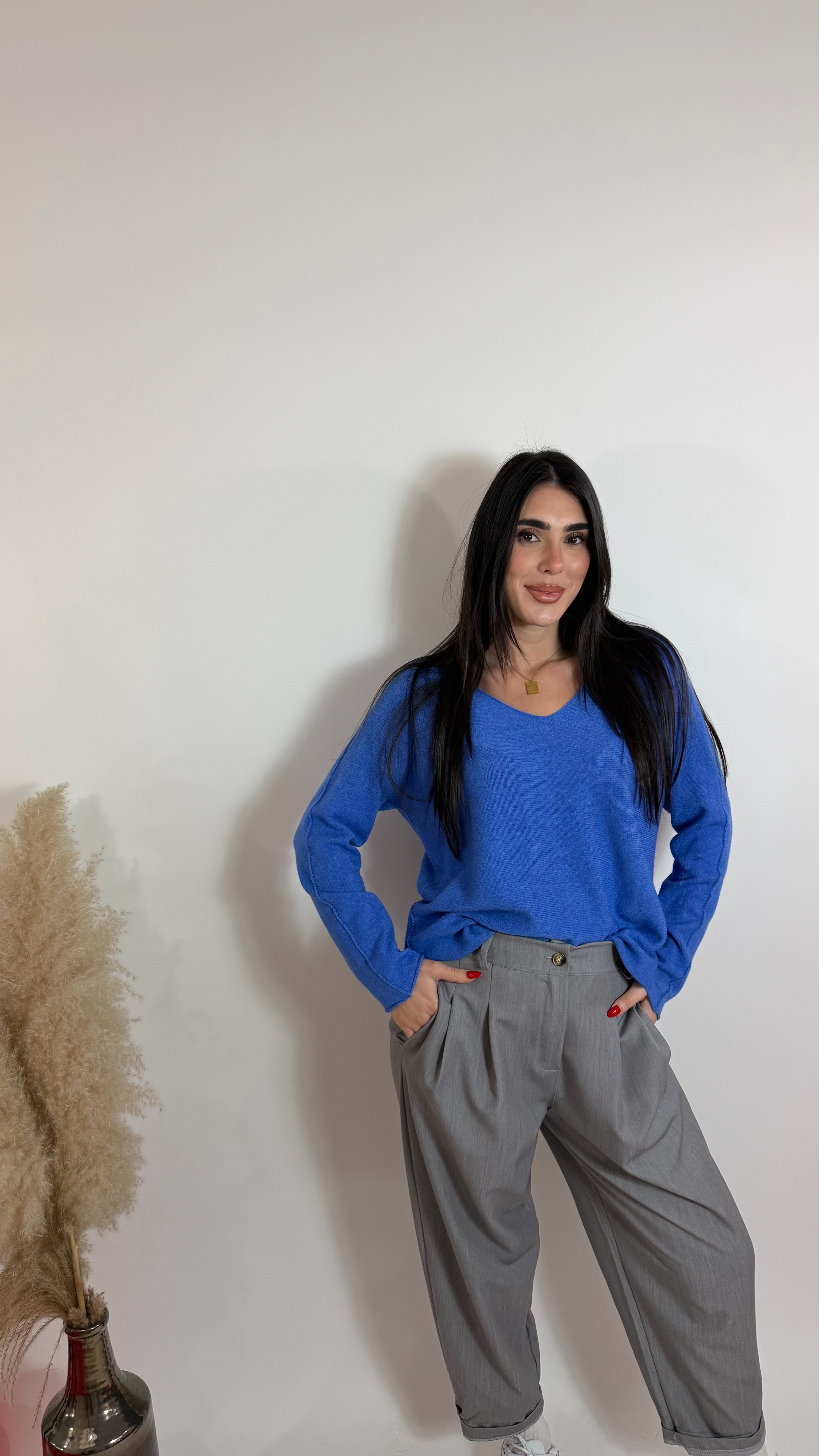 Pull Viscosa Scollo V Blu