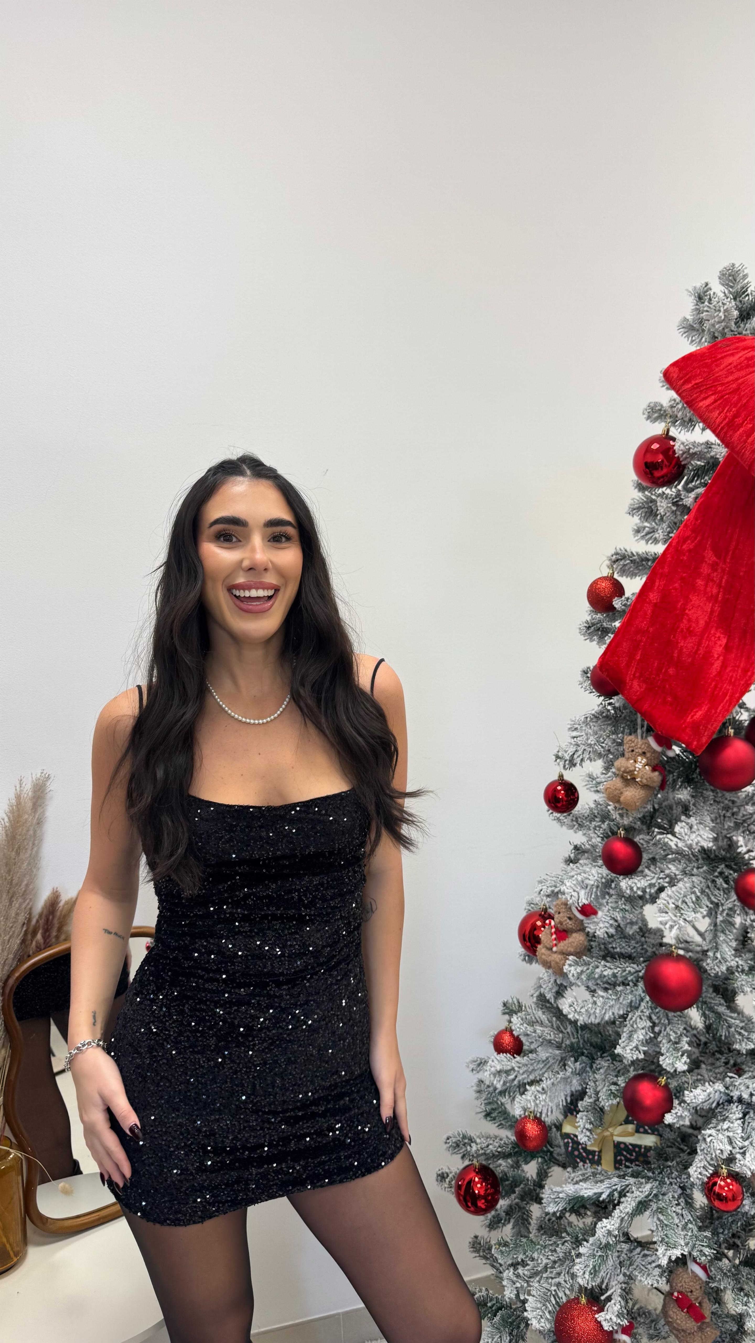 🥂Abito Velvet Shine Nero