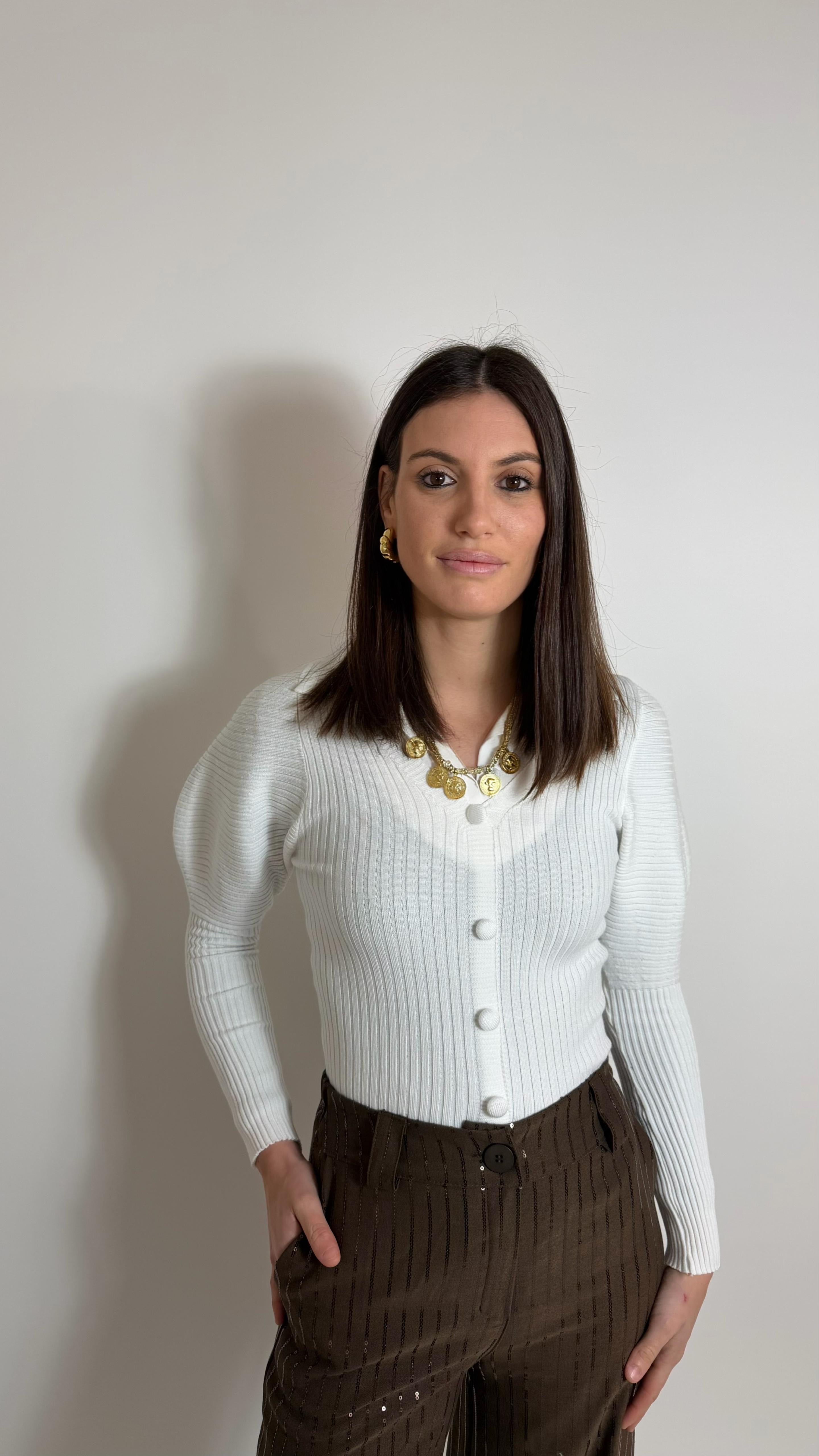 Pull Rib Knit Bianco