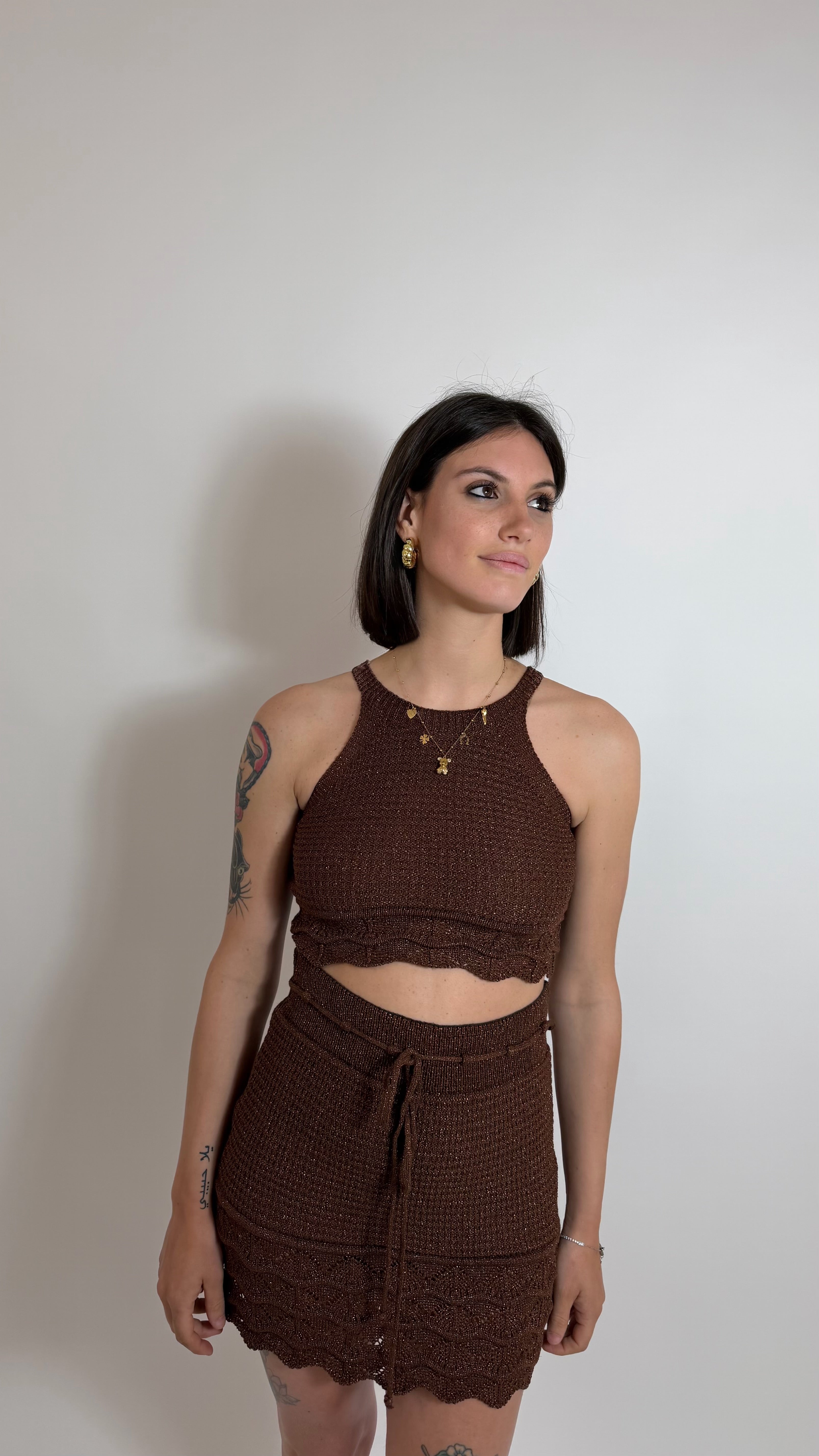 Set Crochet Lurex Bronze