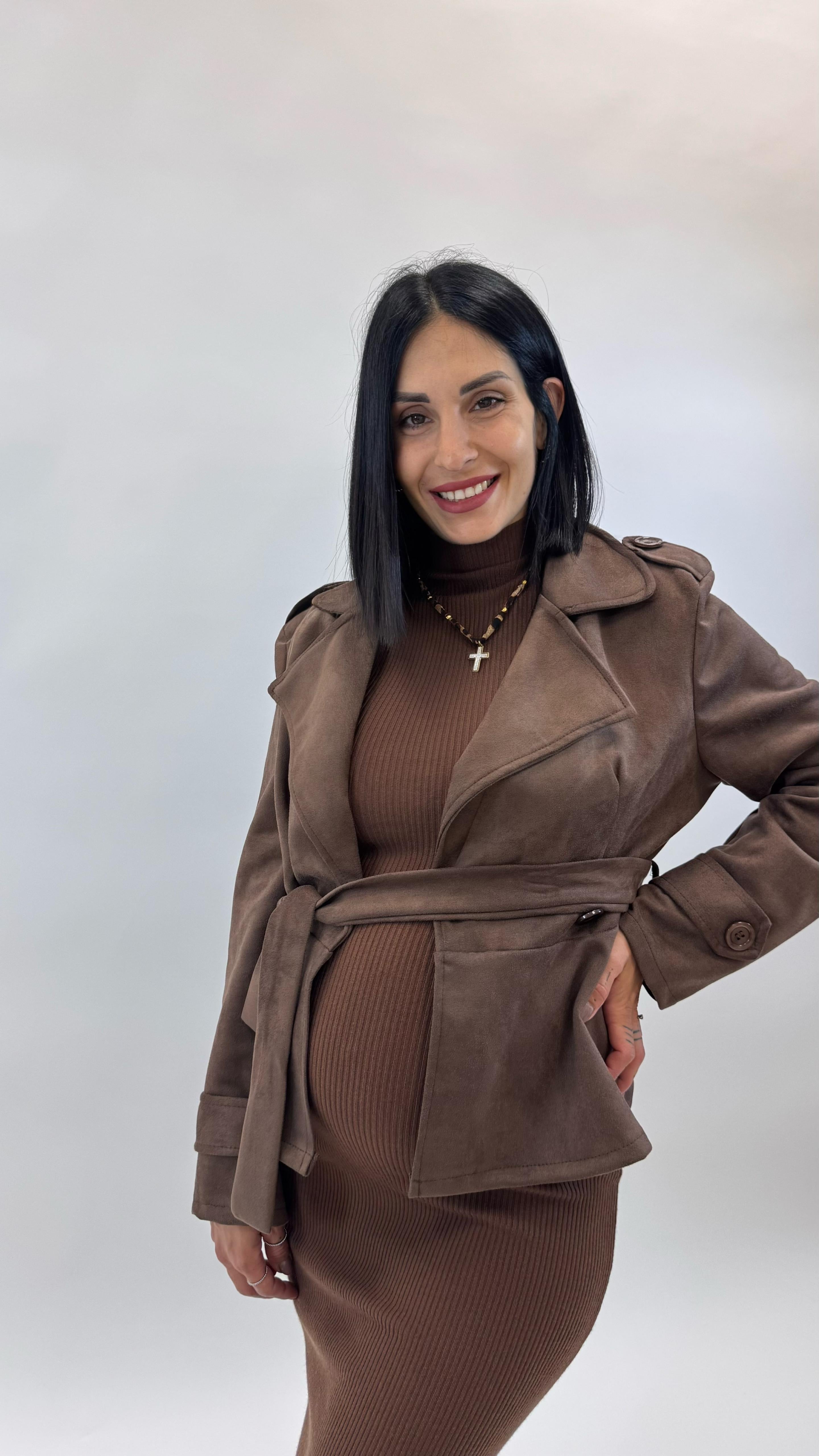 Mini Trench Eco-Suede Cacao