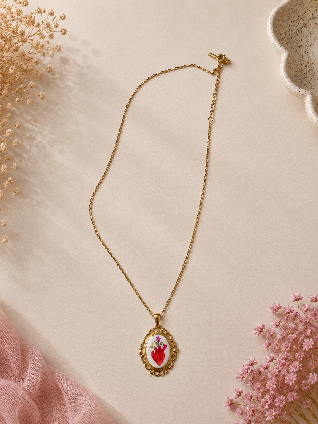 Collana Cammeo "Sacro Cuore Fiorito"