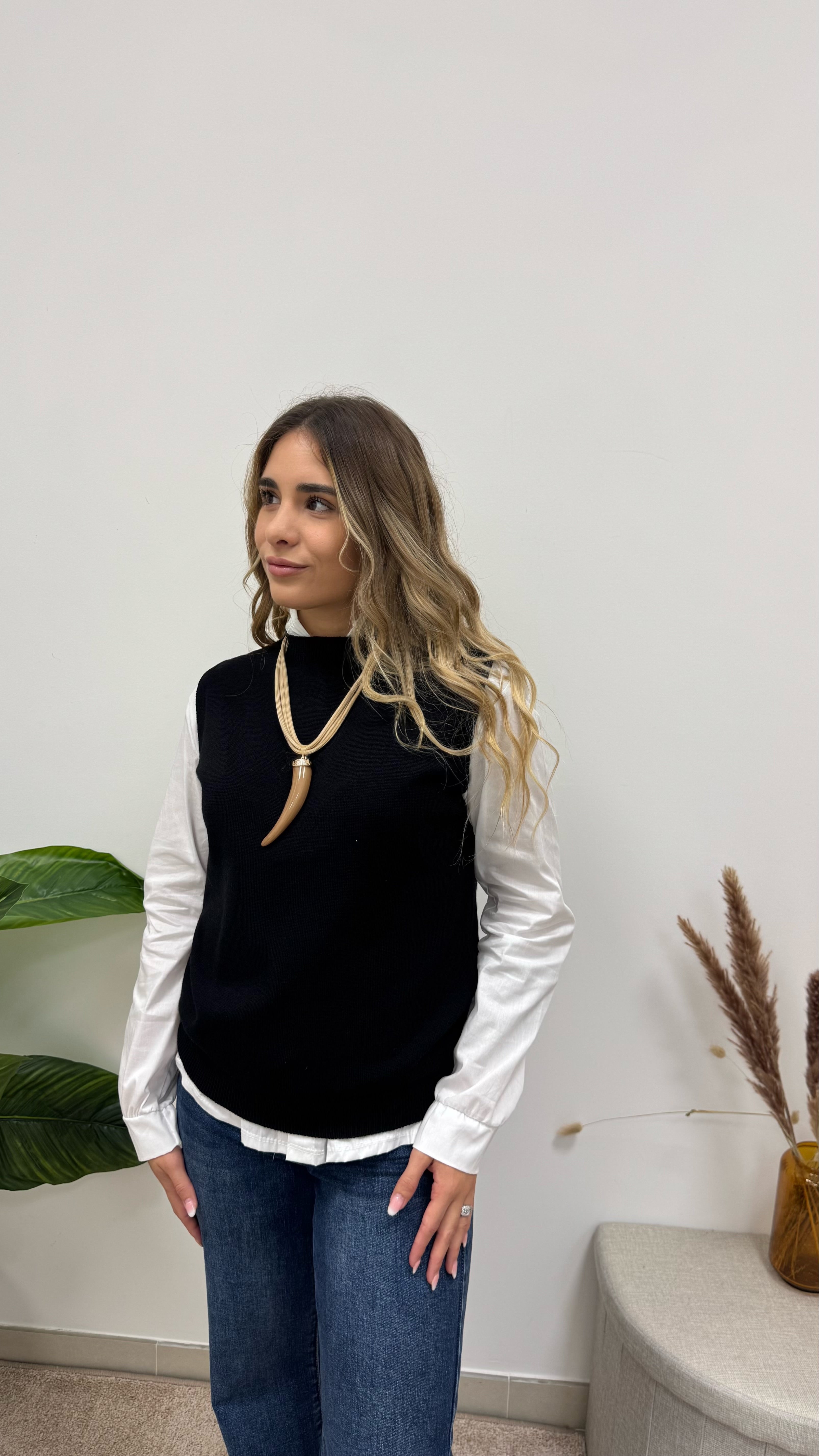 Pull Gilet Soft Layer Nero