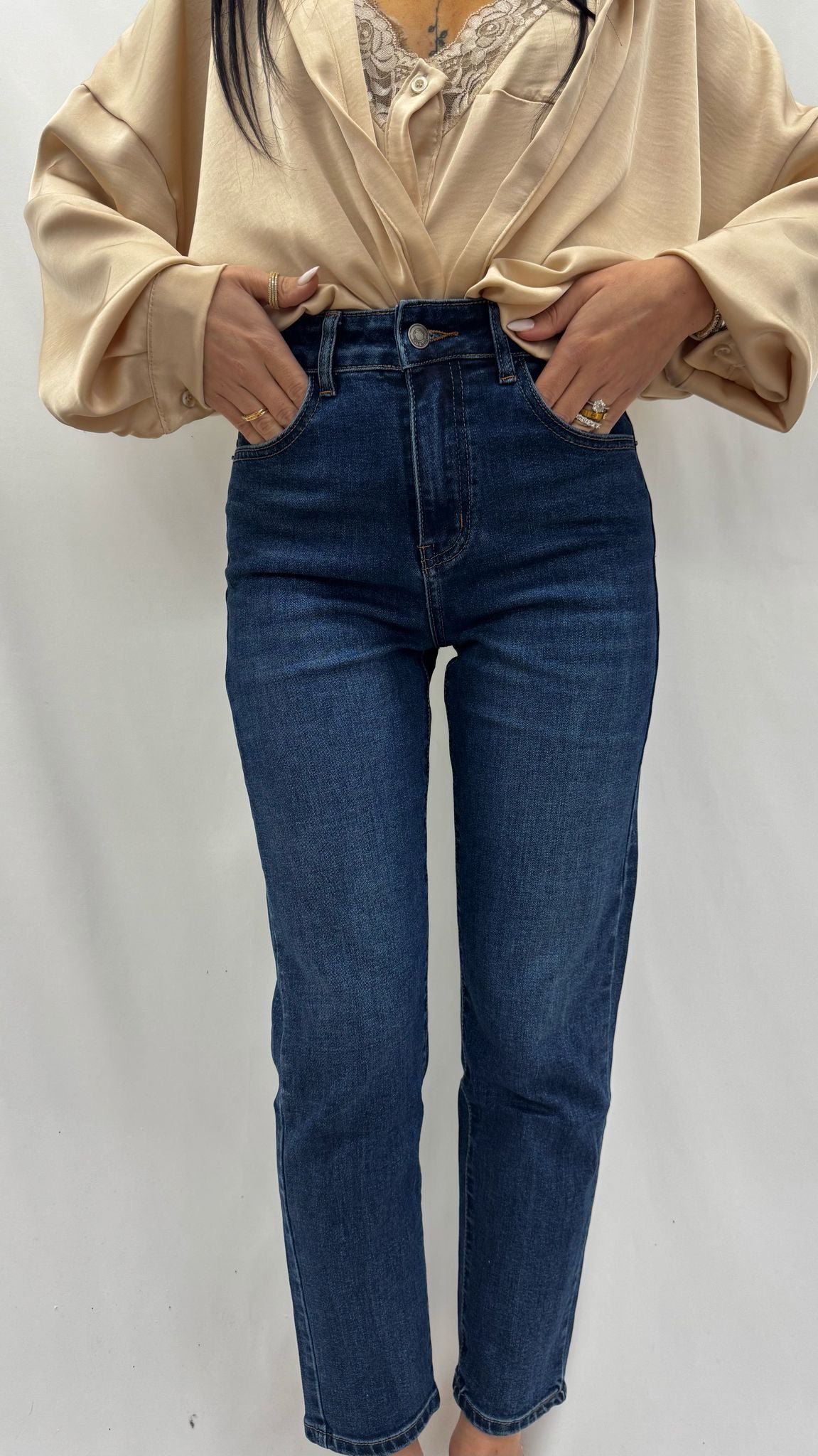 Jeans Mom Fit Lavaggio Scuro Inspo L*vis