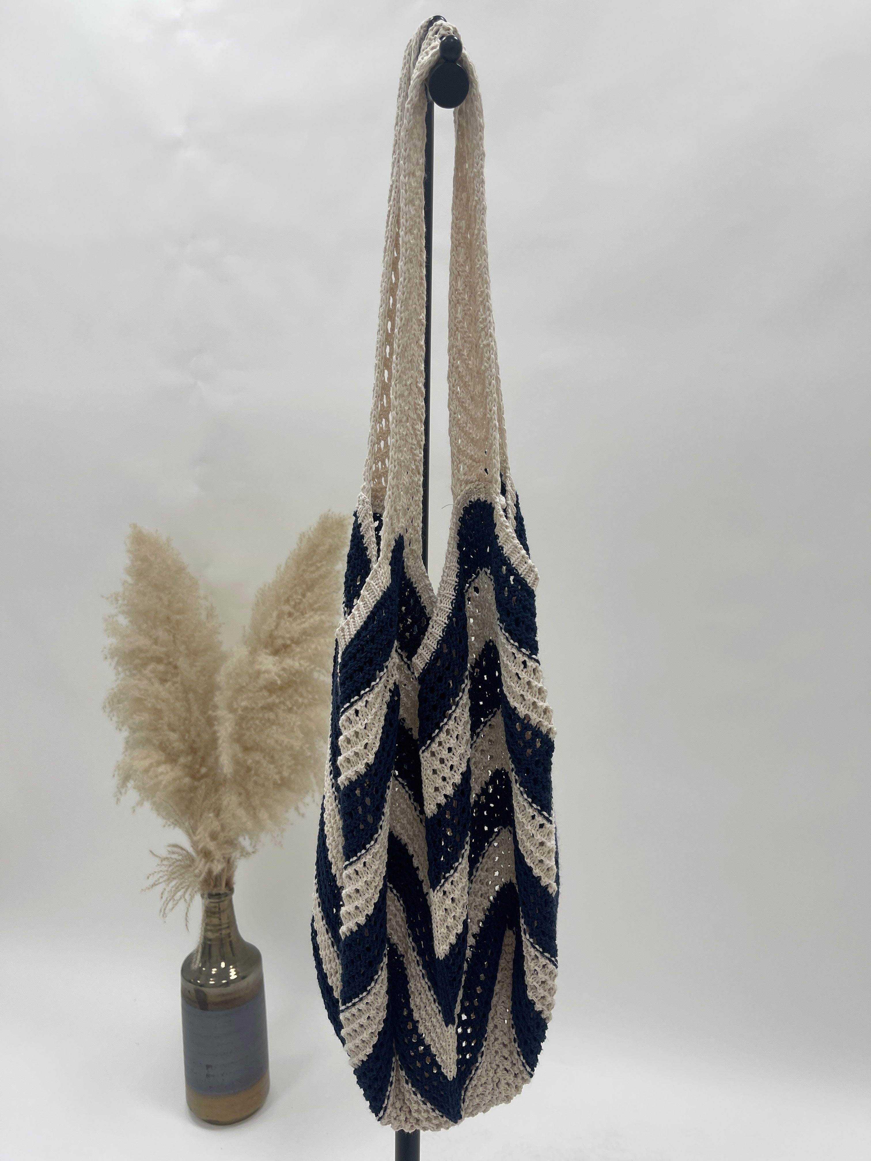 Maxi Bag Handmade Chevron Blu Notte