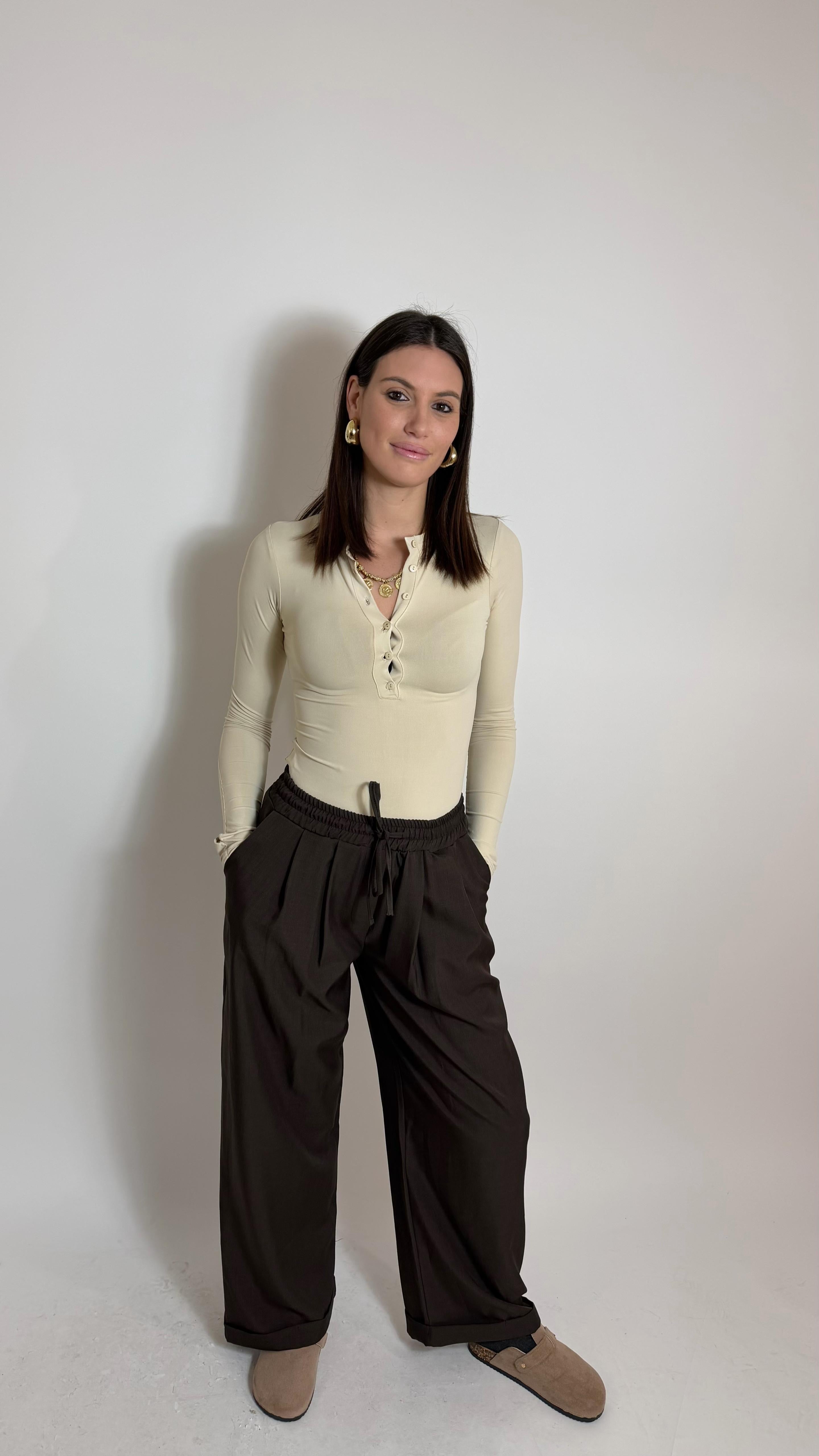 Maglia Lycra Button Nude