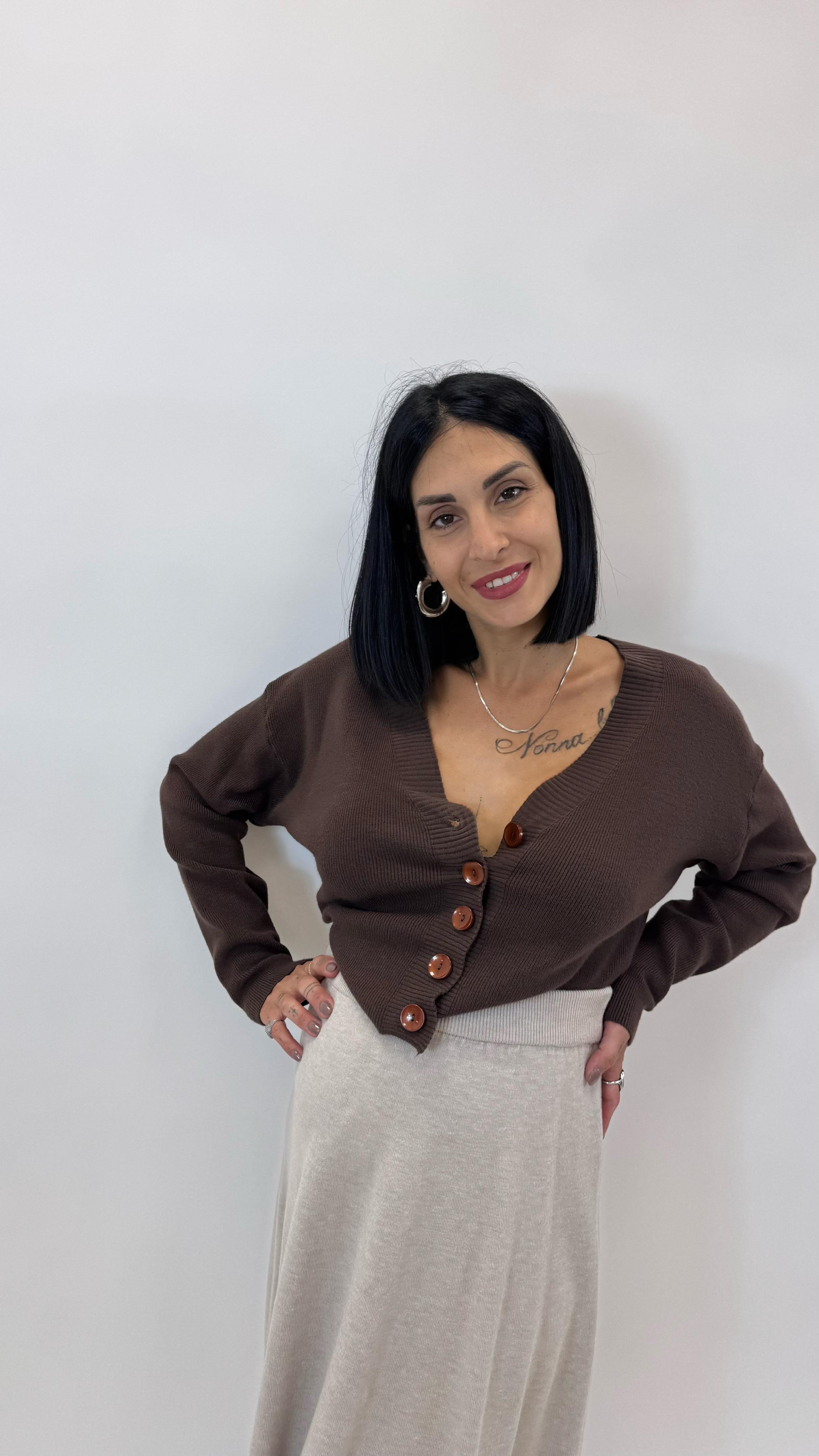 Pull Bottoncini Maglina Morbida Choco