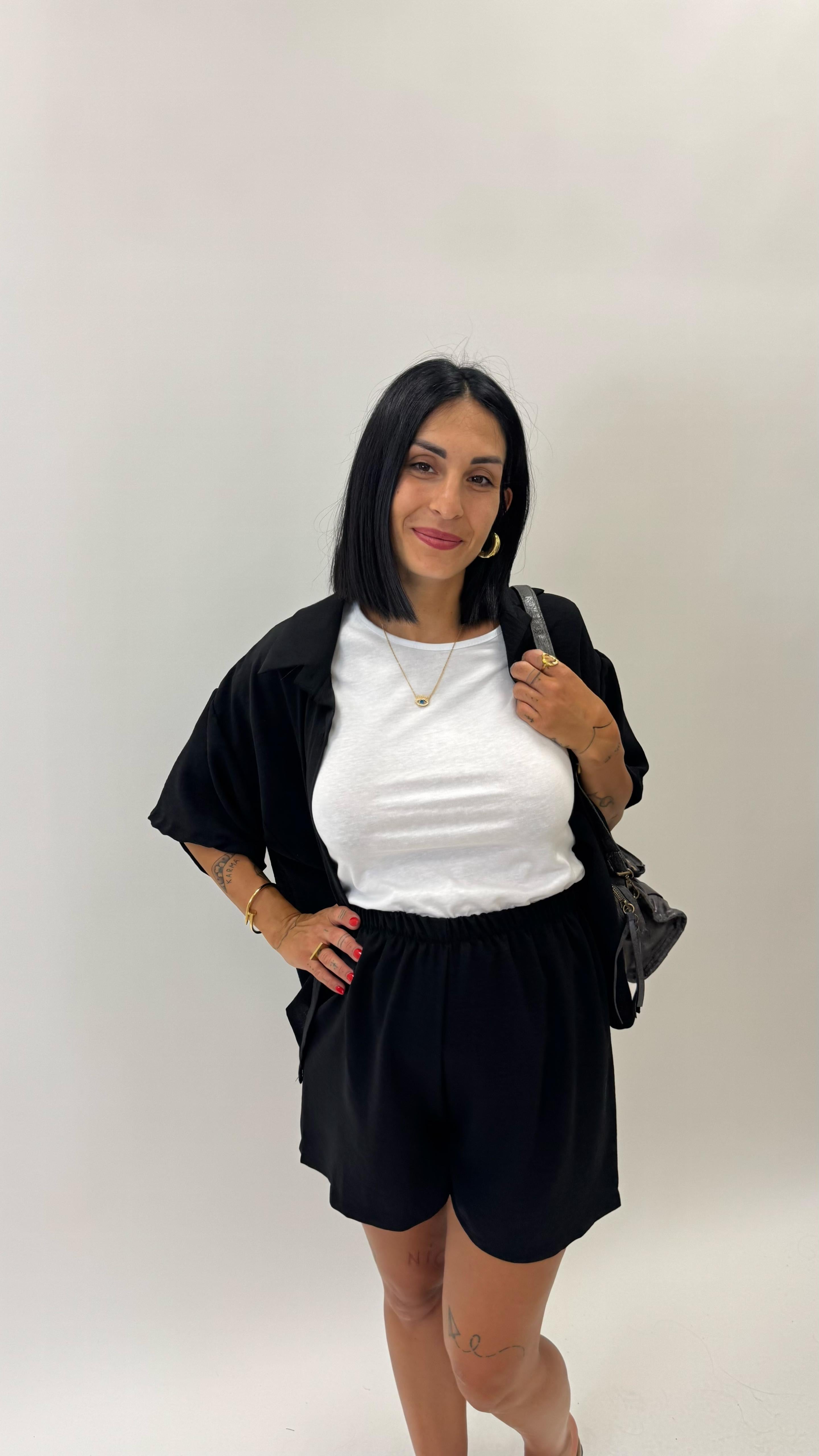 Set Utility Shorts e Camicia Nero
