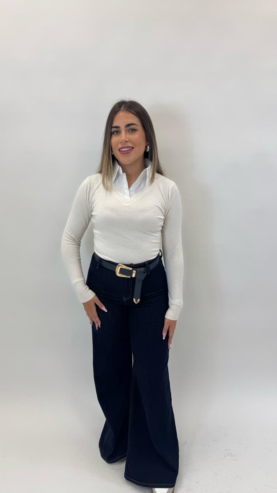 Pull Camicia Cucita Burro