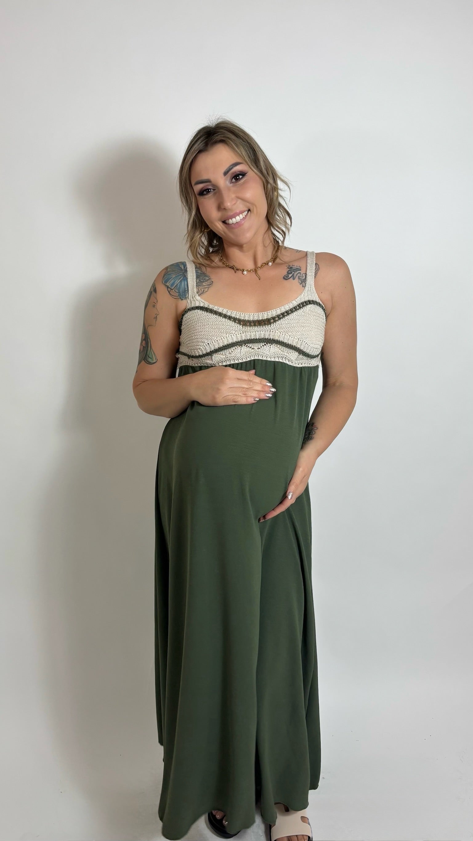 Maxi Dress Crochet Chic Verde Utility