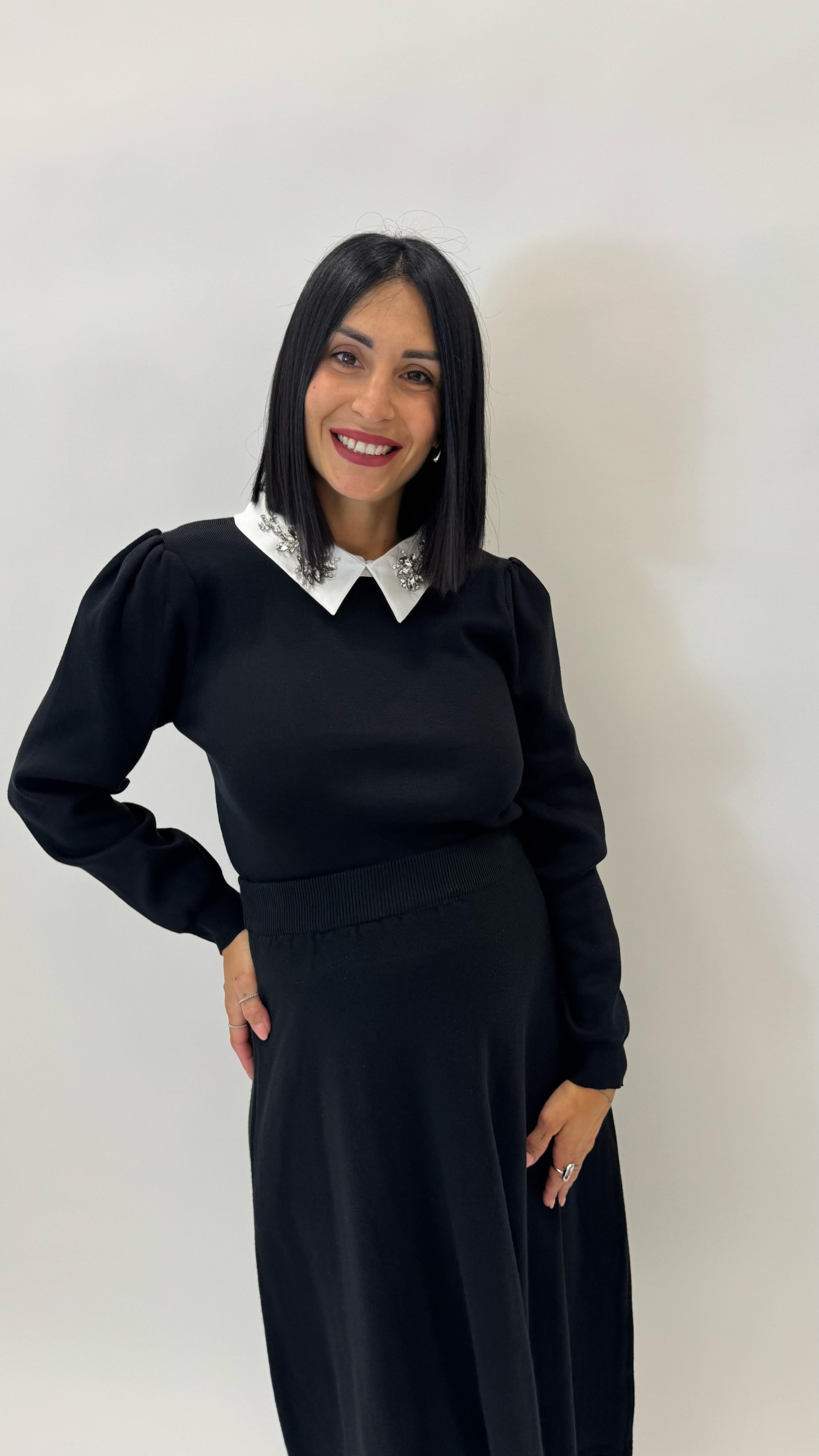 Longuette in Maglia Morbida Nera