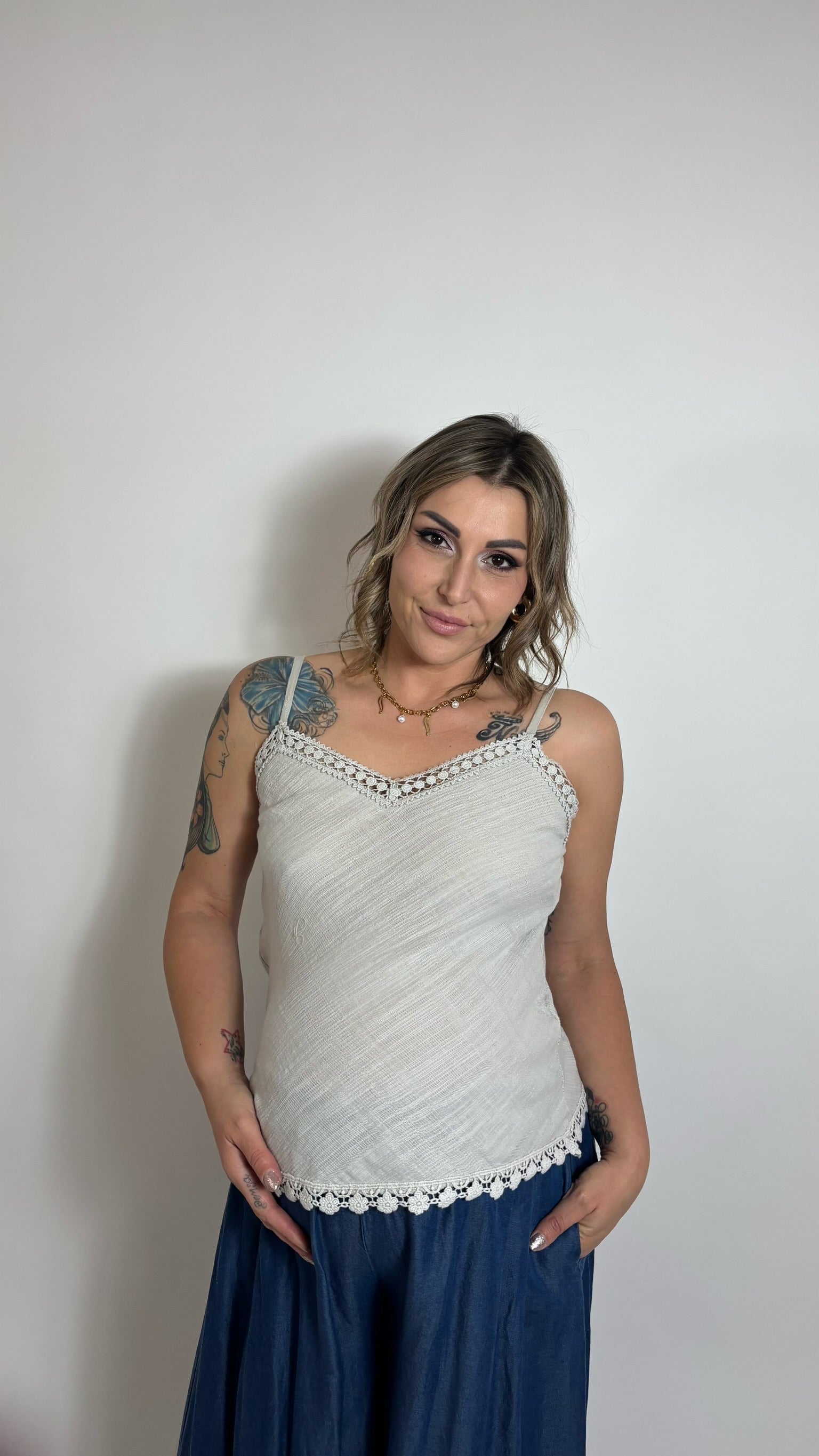 Top Crochet Ecru