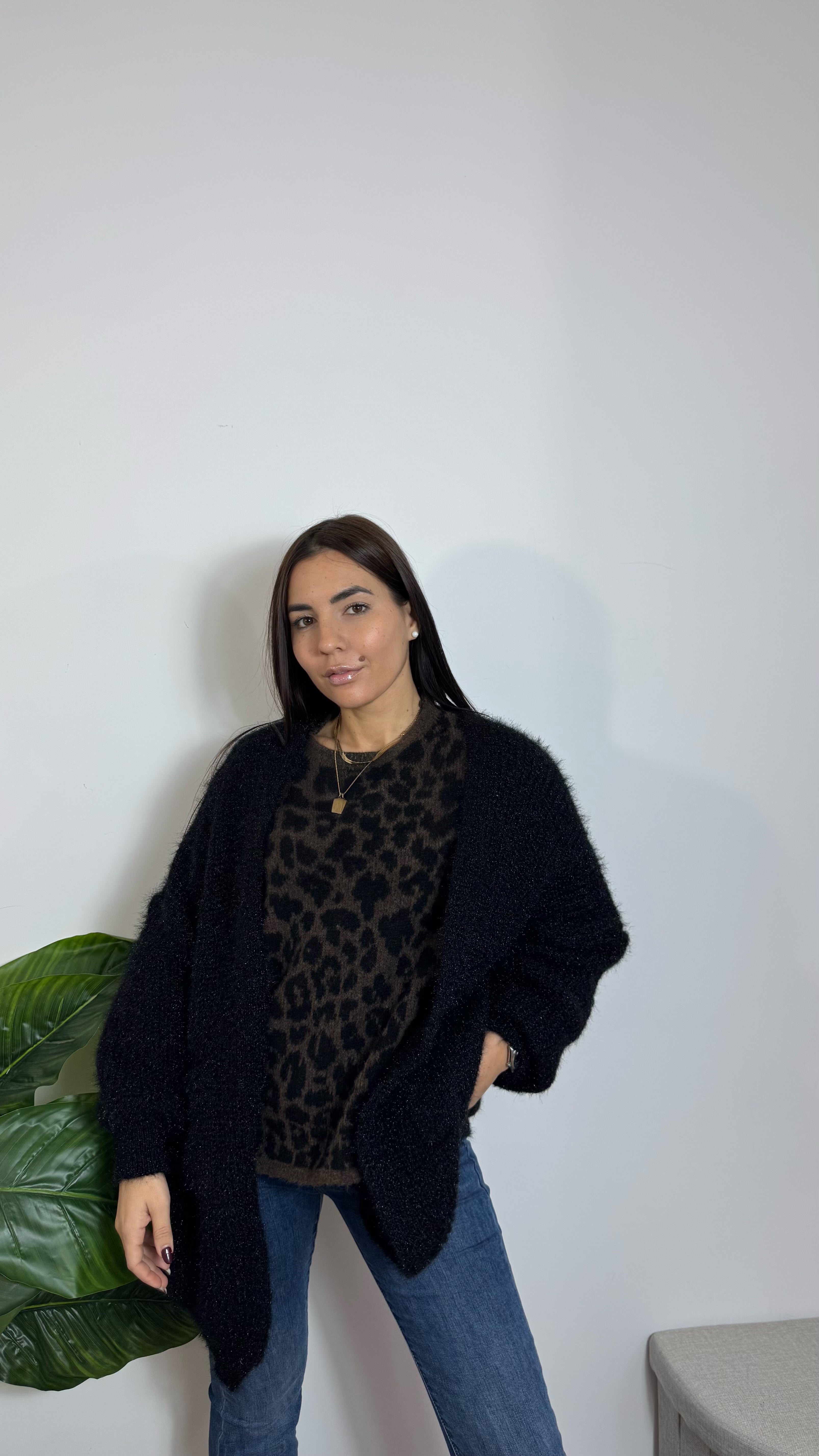 Cardigan Tex Lurex Nero