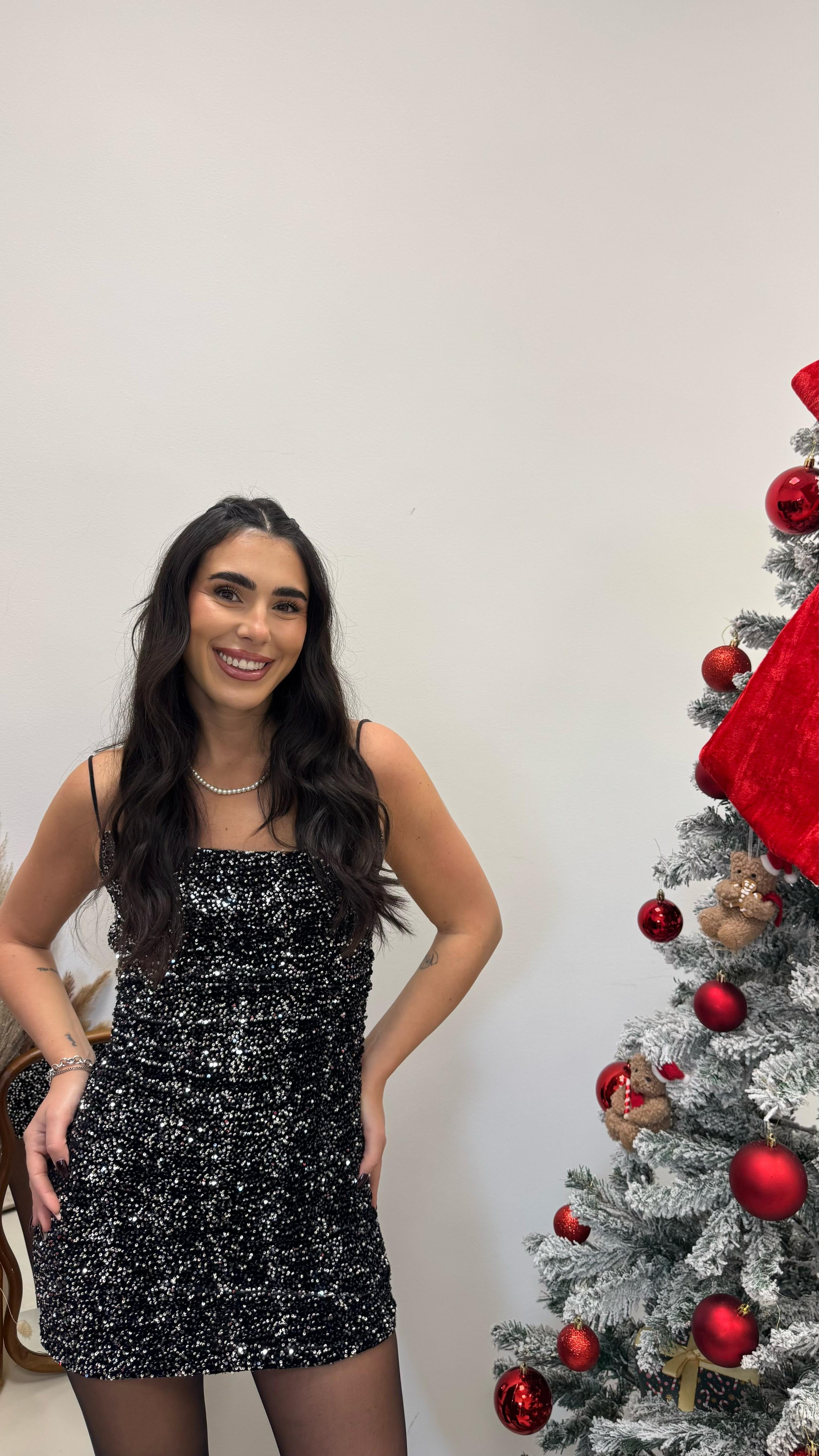 🥂Abito Velvet Shine Silver Black