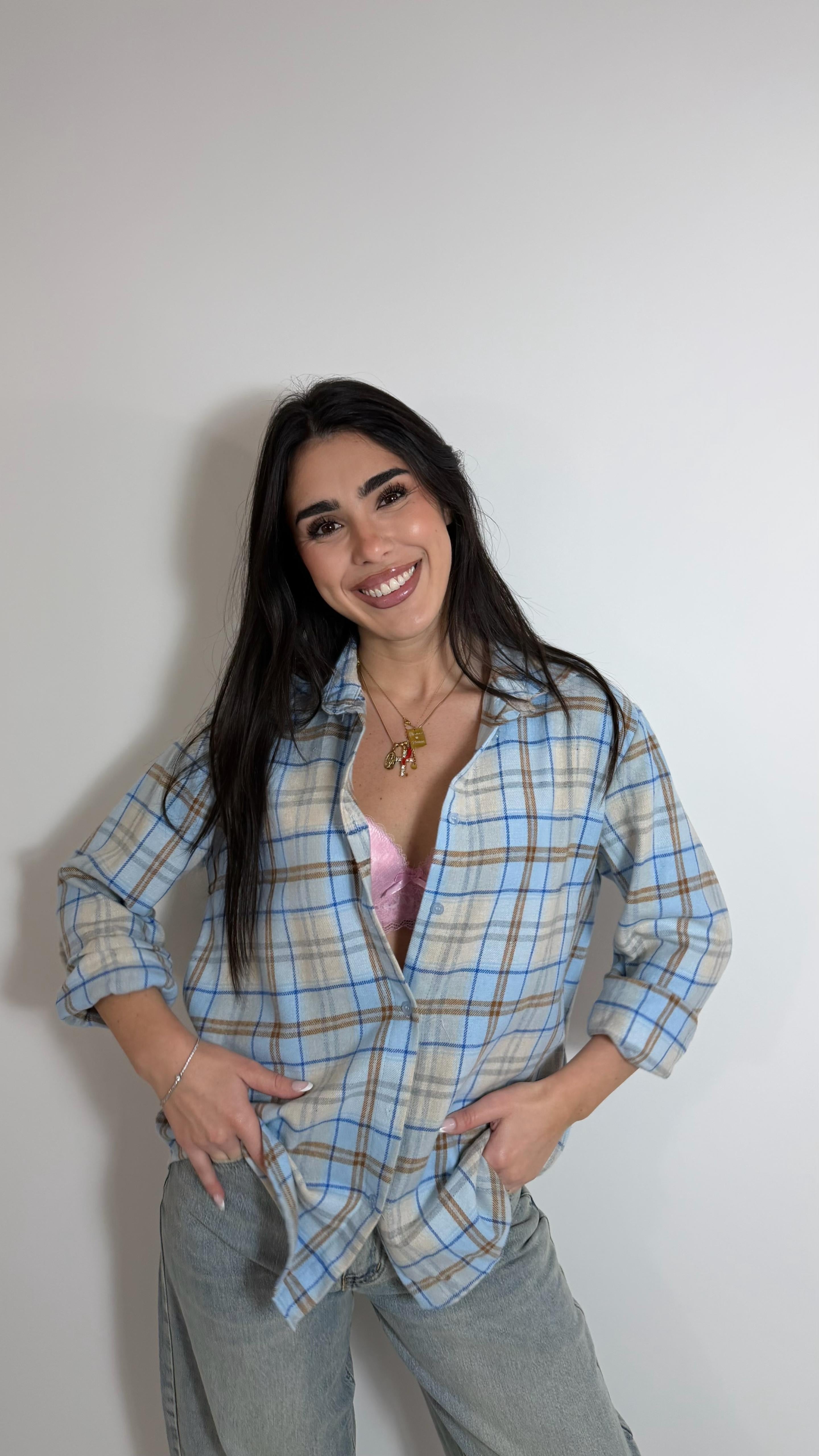 Camicia Quadri Nude & Sky