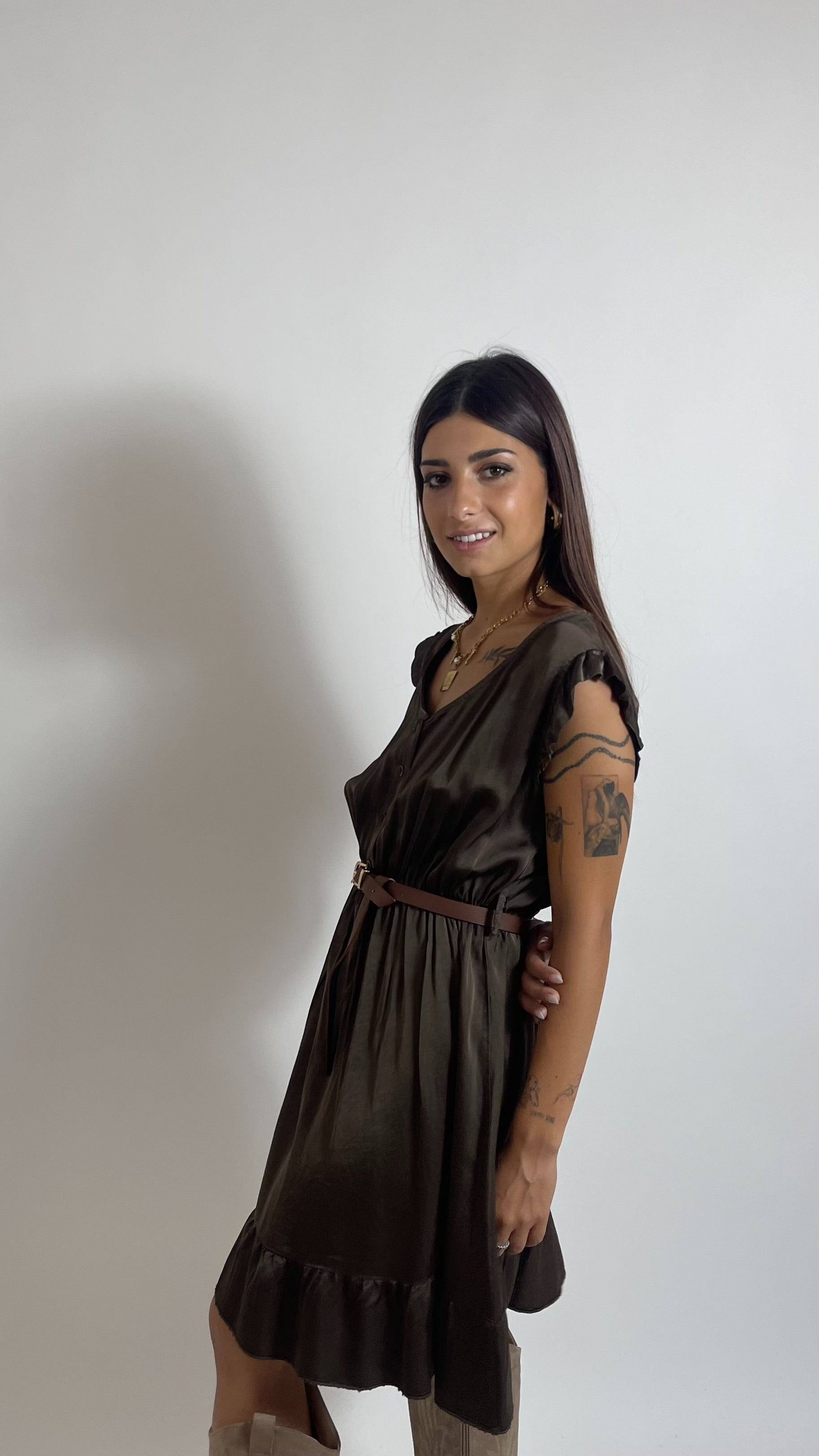 Mini Dress Soft Volant Choco