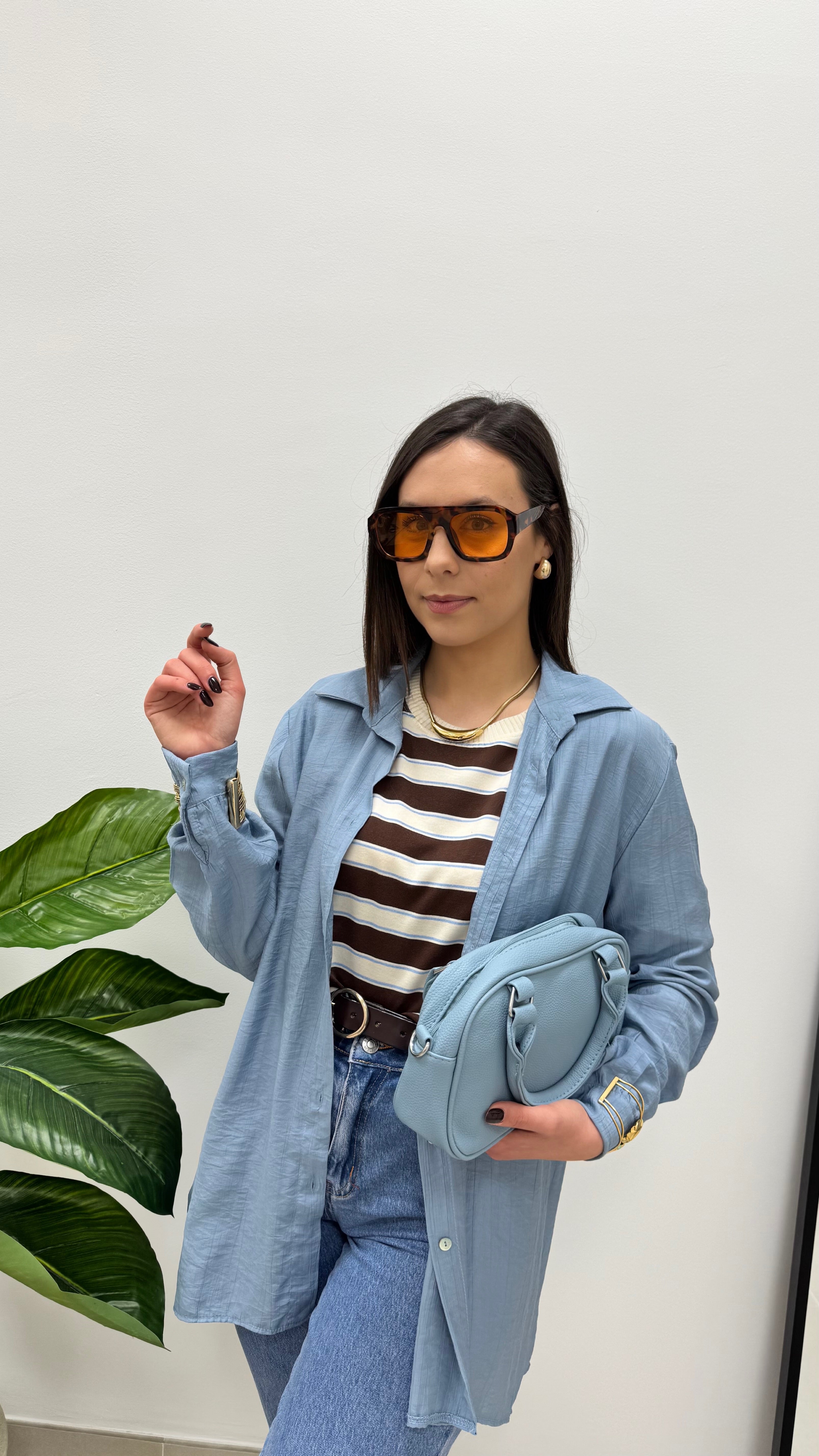 Camicia Over Morbida celeste