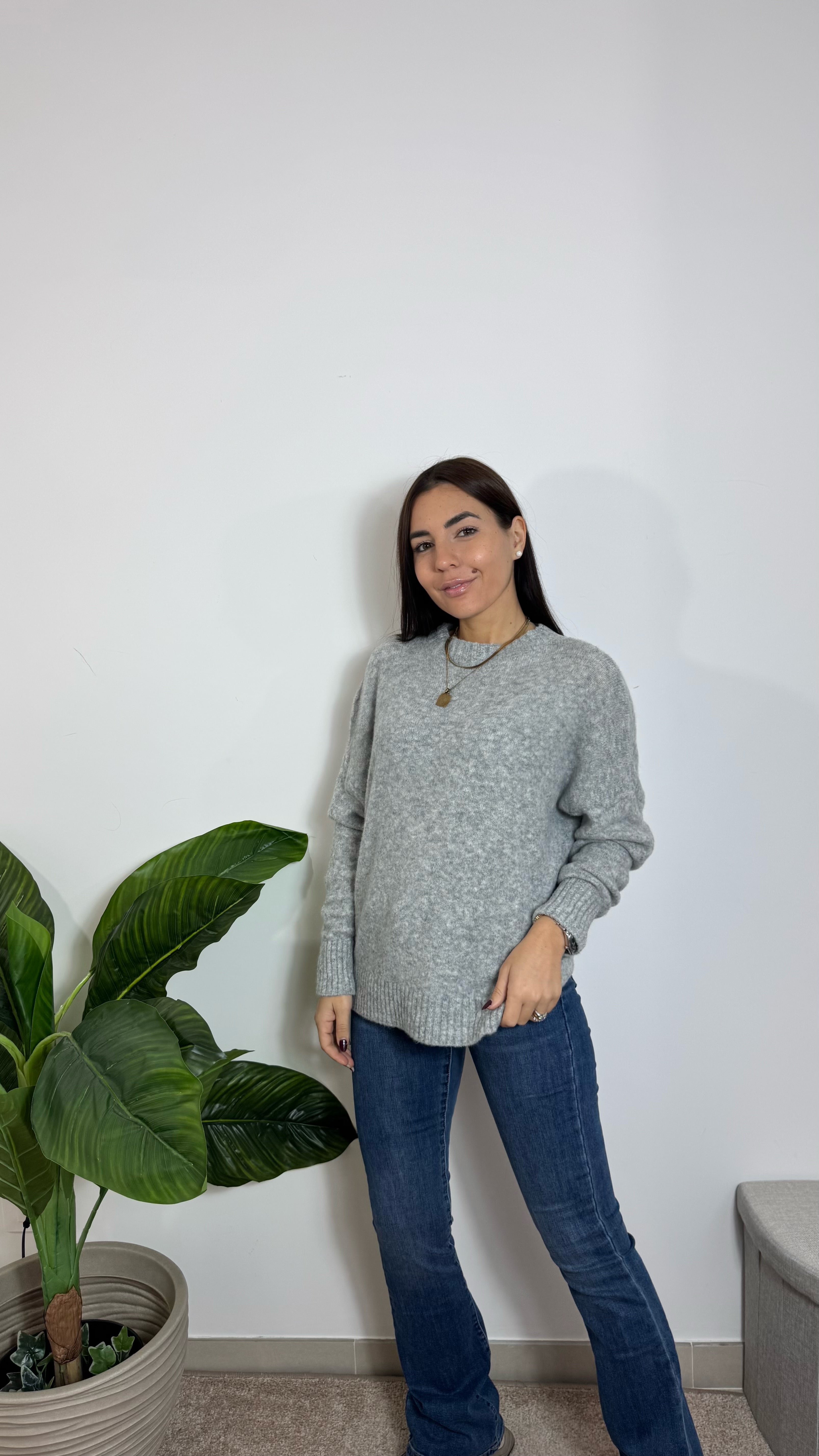 Pull Morbidissimo Girocollo Grigio Perla