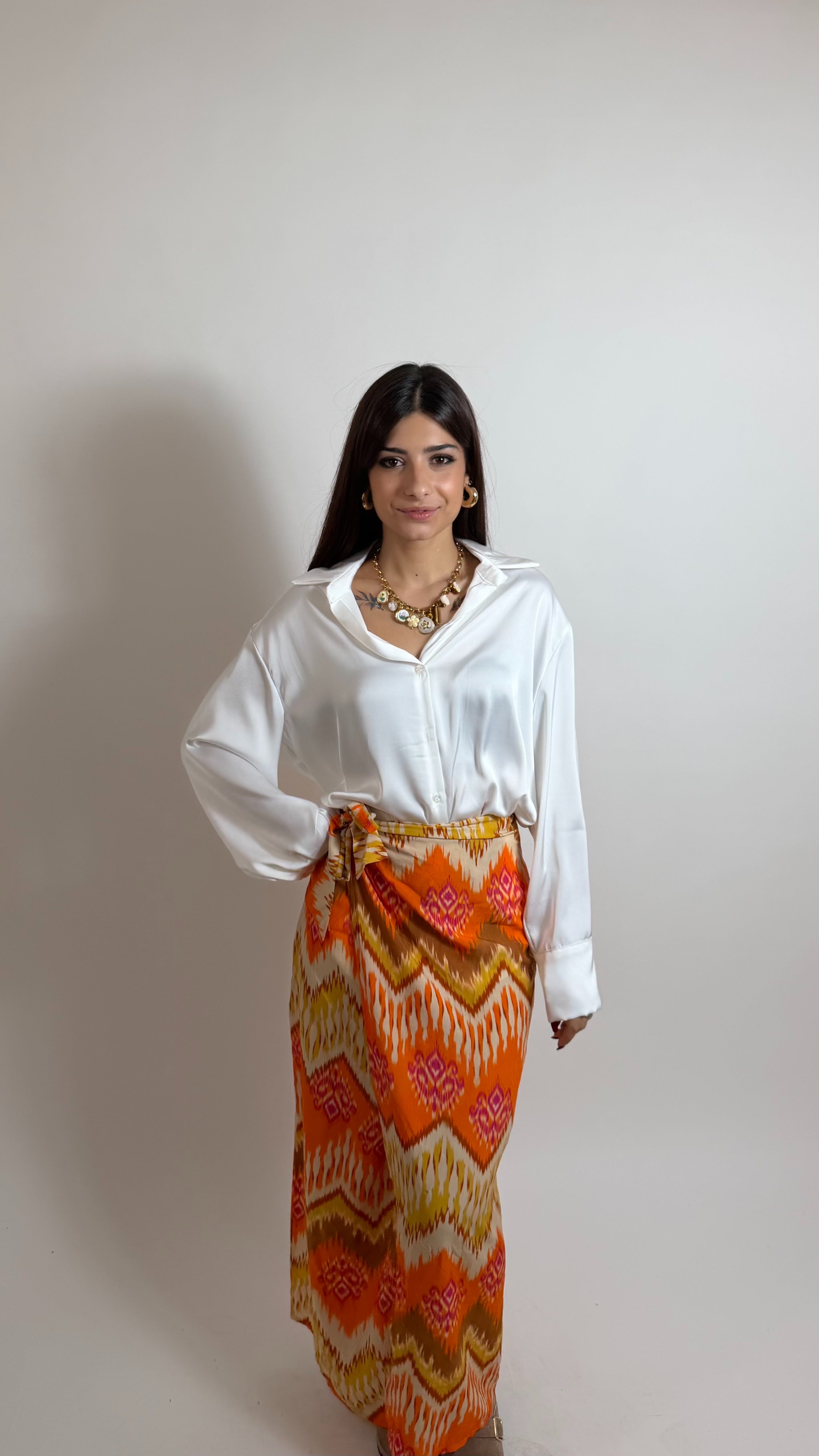 Gonna Pareo Midi Etnica Orange