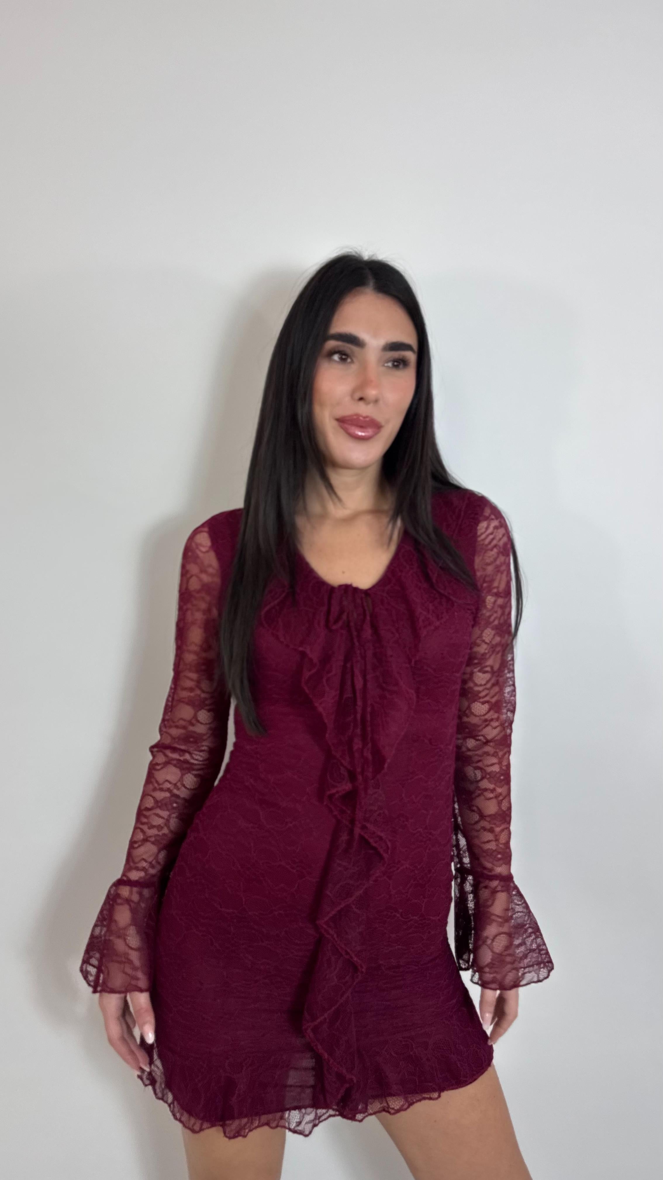 🥂 Minidress Lace Romance Burgundy