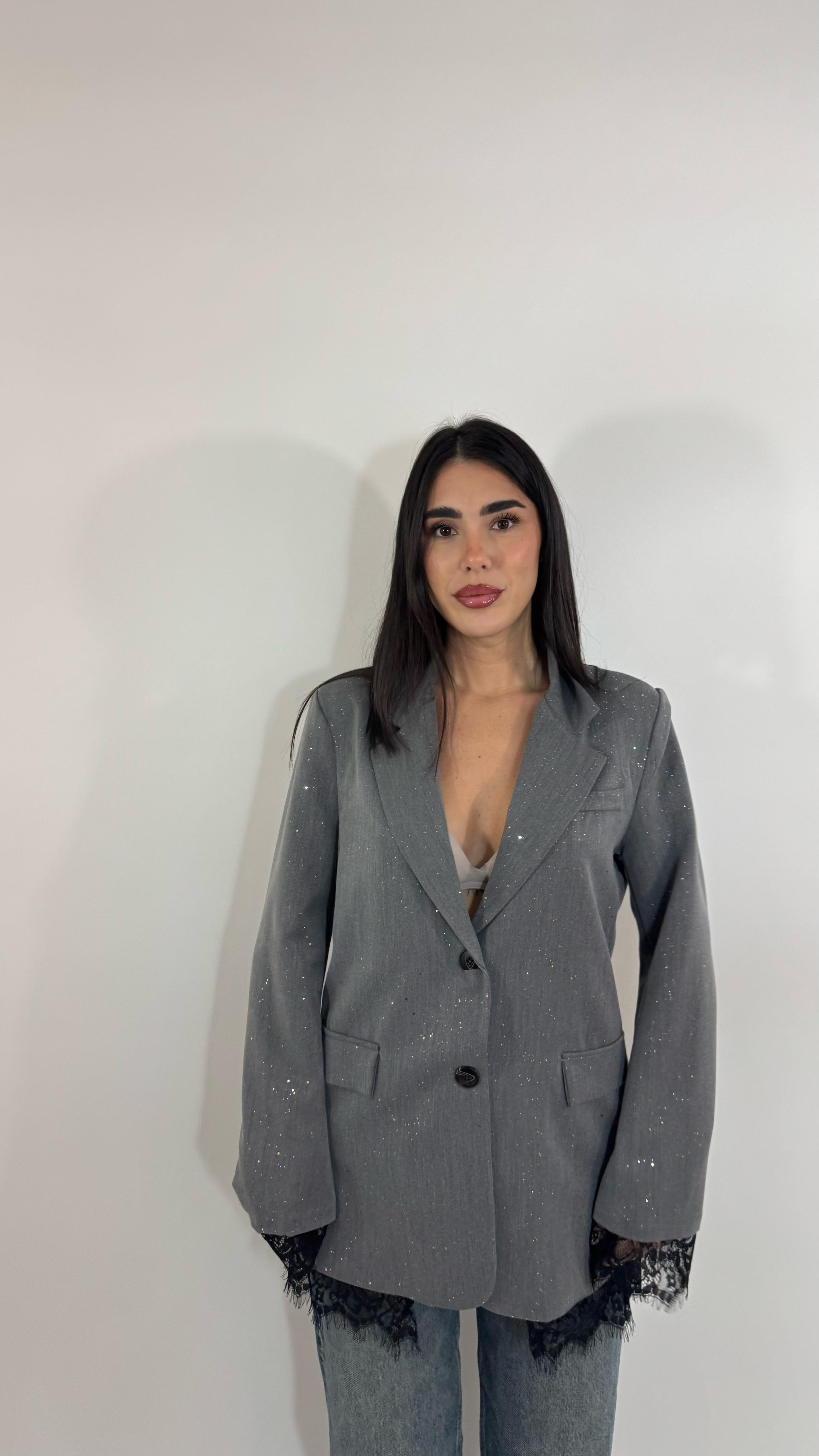 🥂Giacca Galaxy Lace Grigio Perla