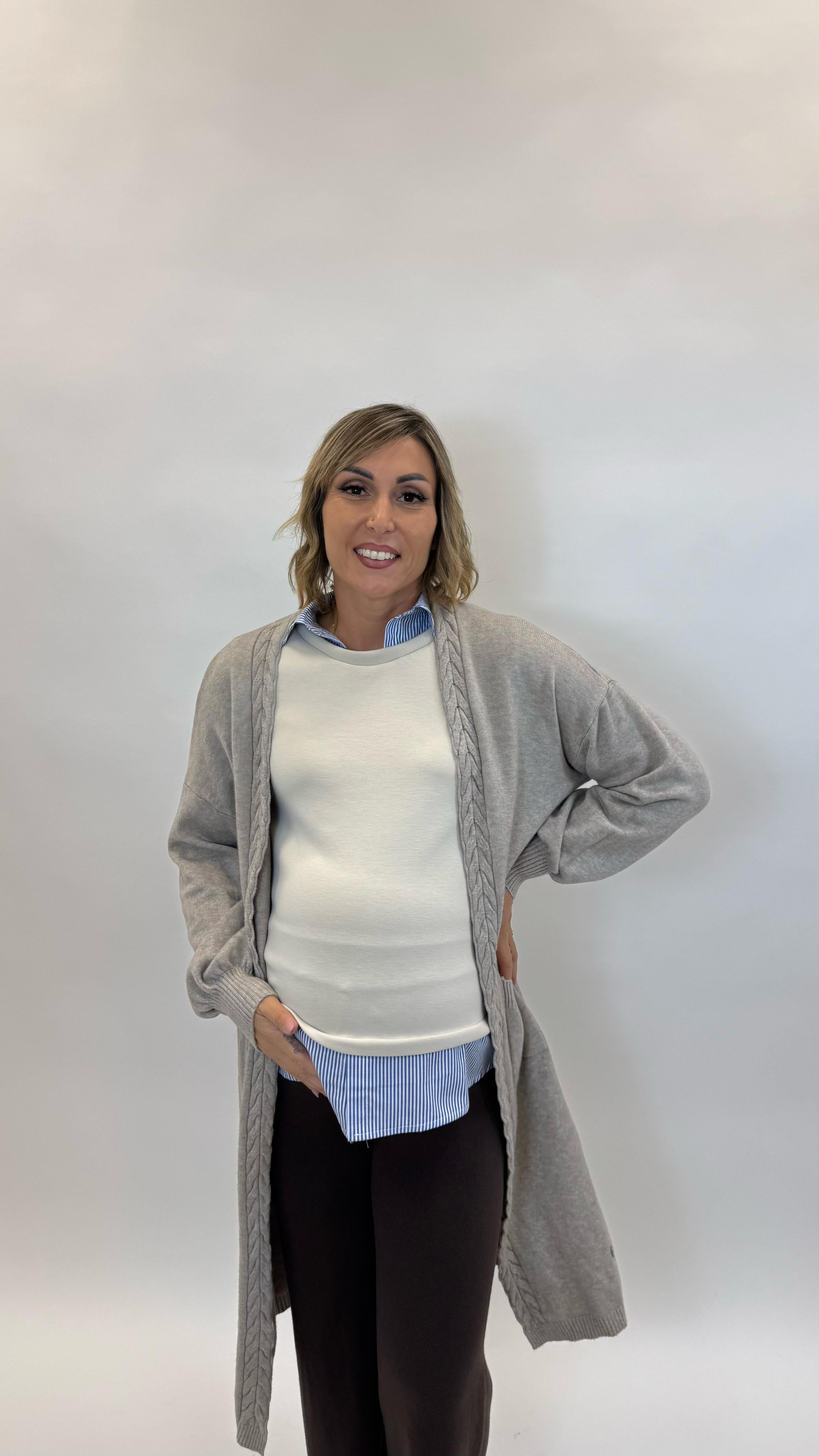 Cardigan Treccia Long Tortora