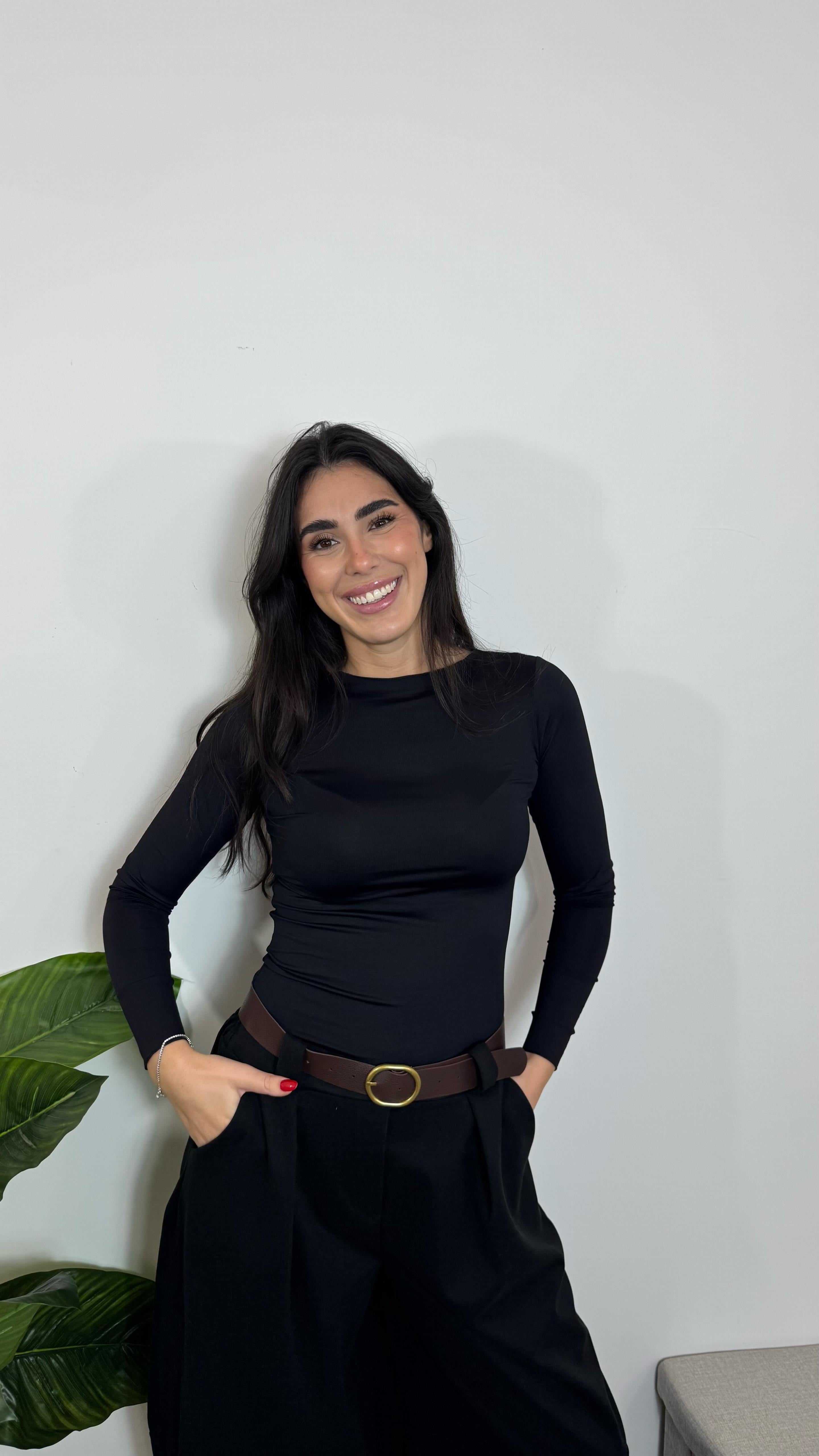 Maglia Basic Lycra Girocollo Nera