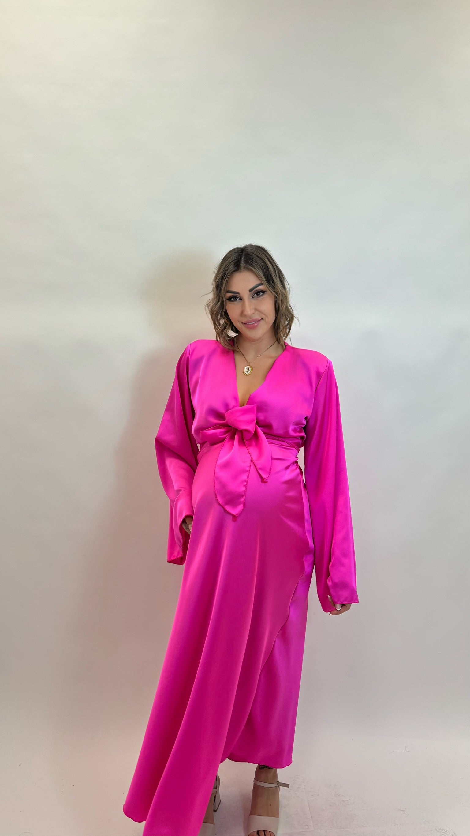 Set Silk Top & Skirt Pink
