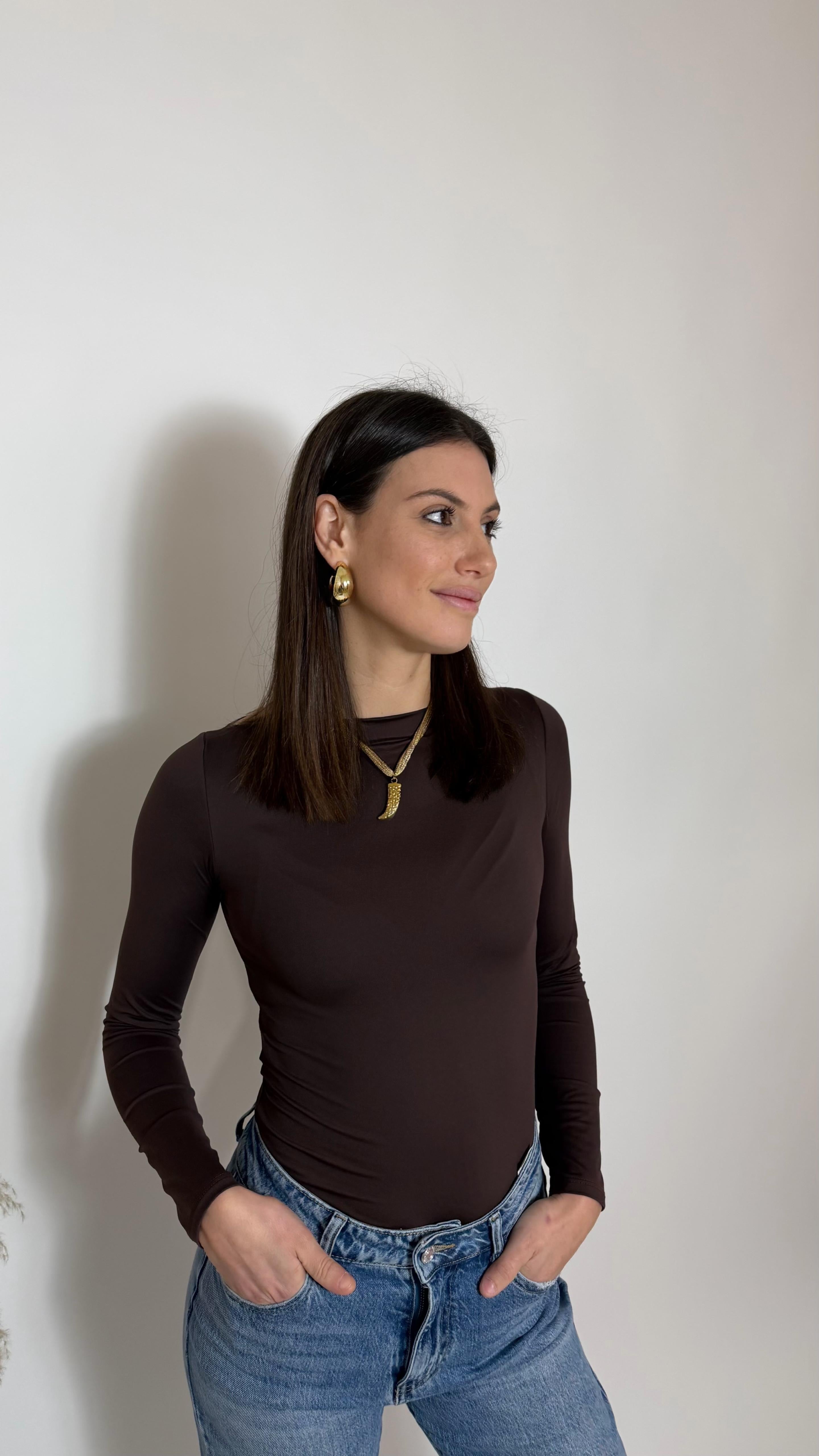 Maglia Second Skin Scollo Ampio / Choco