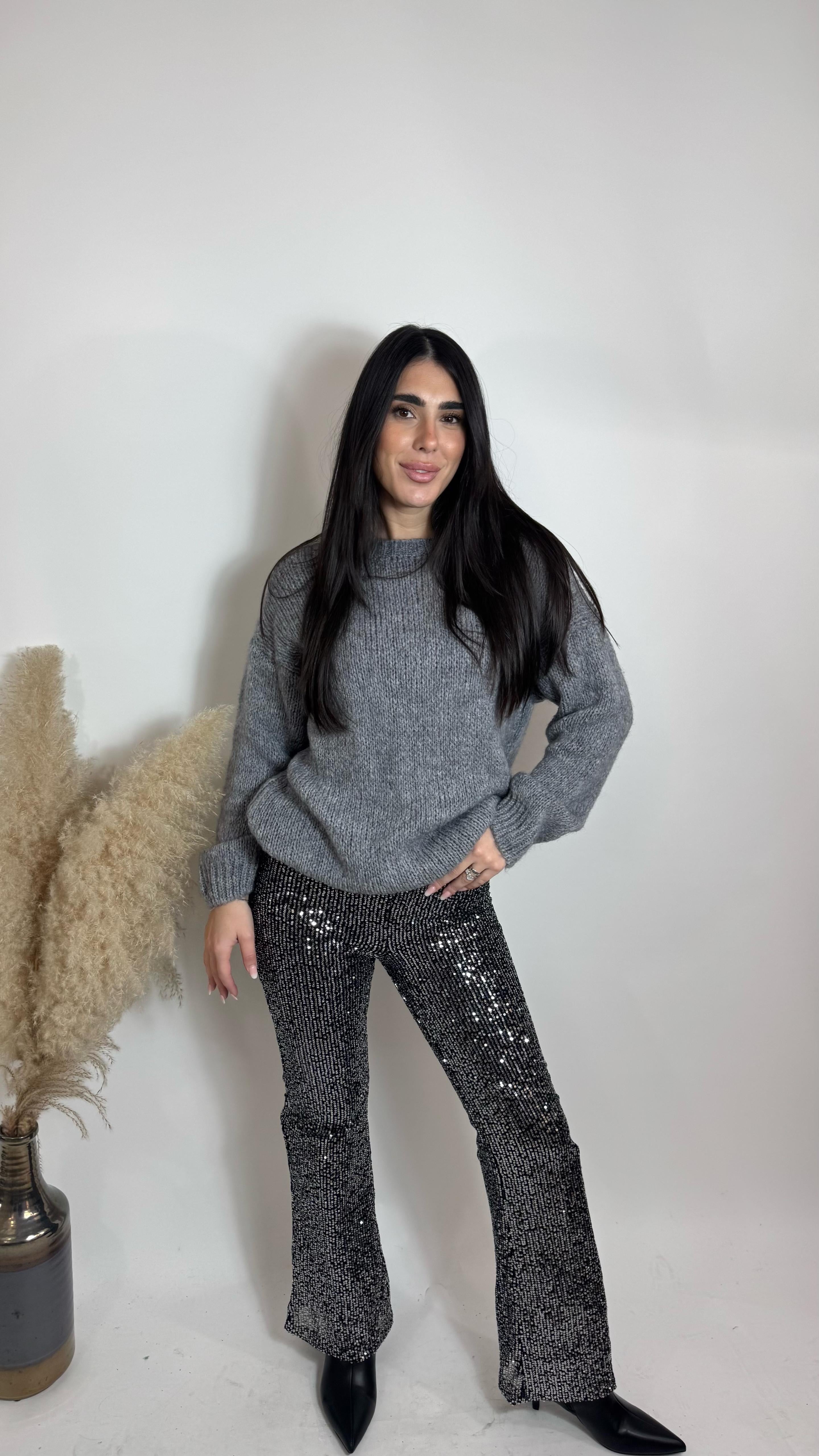 ✨Panta Flare Sparkling Black Silver