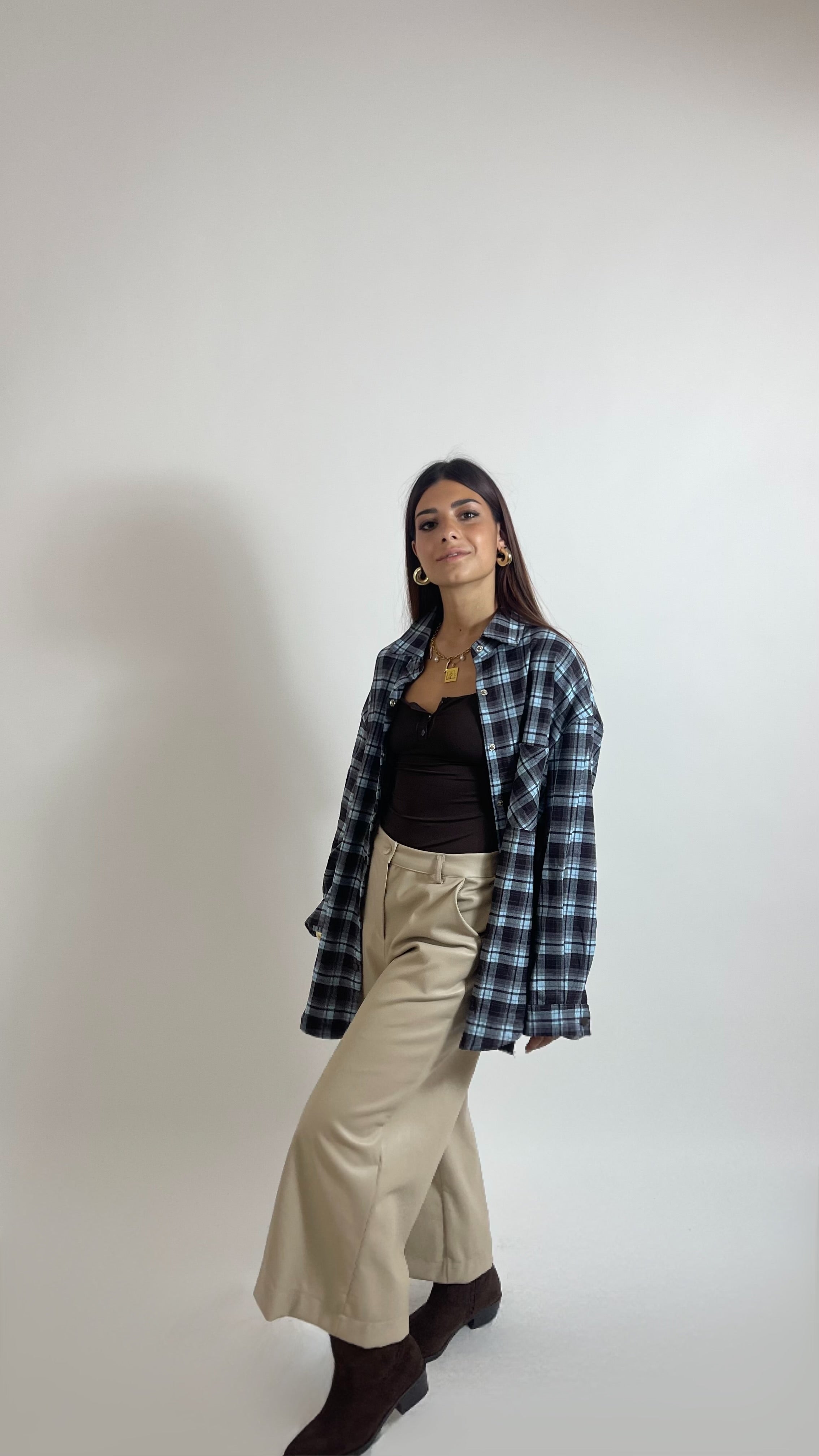Pantalone Wide Ecopelle Burro