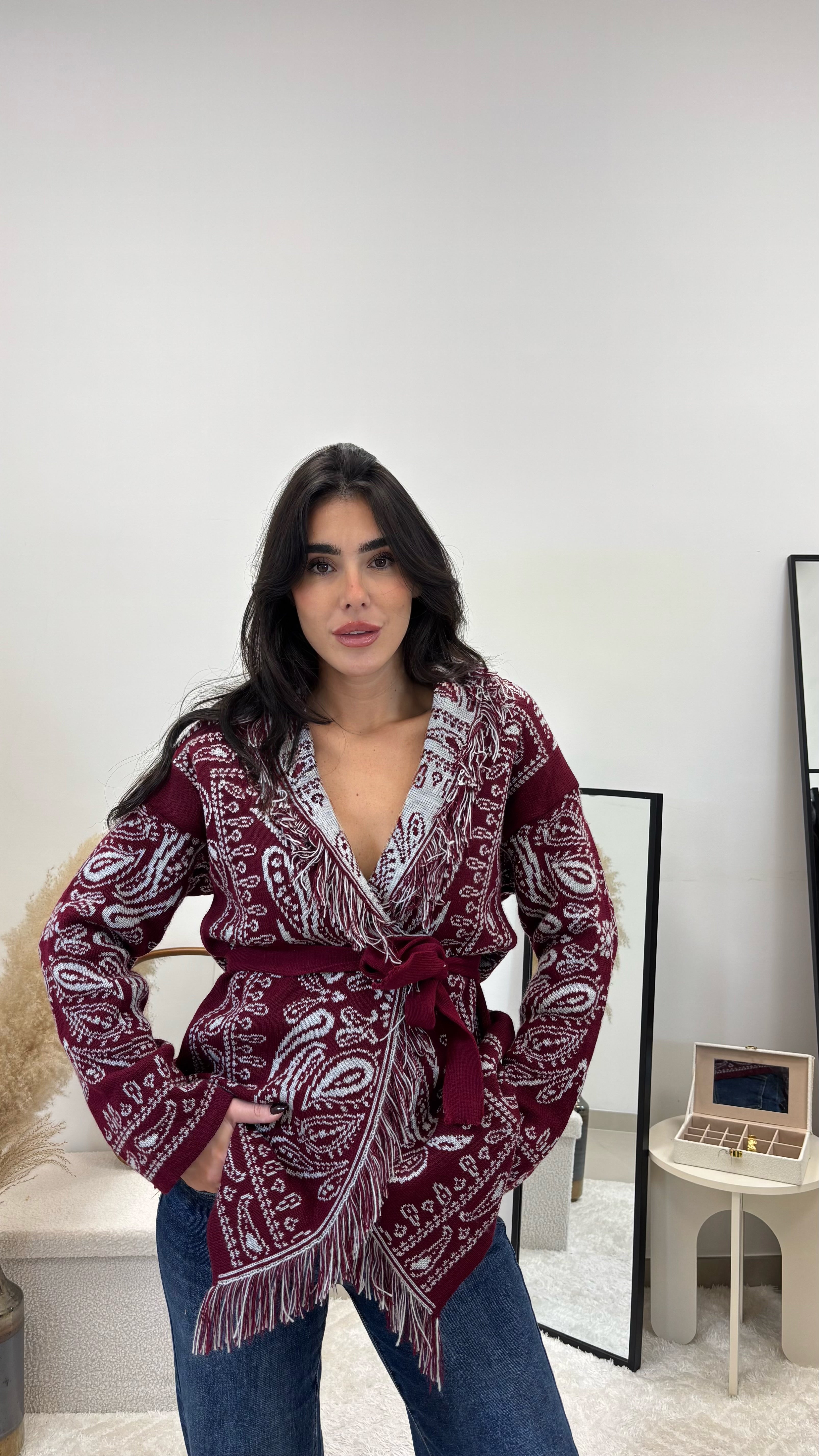 Cardigan Etnico Burgundy