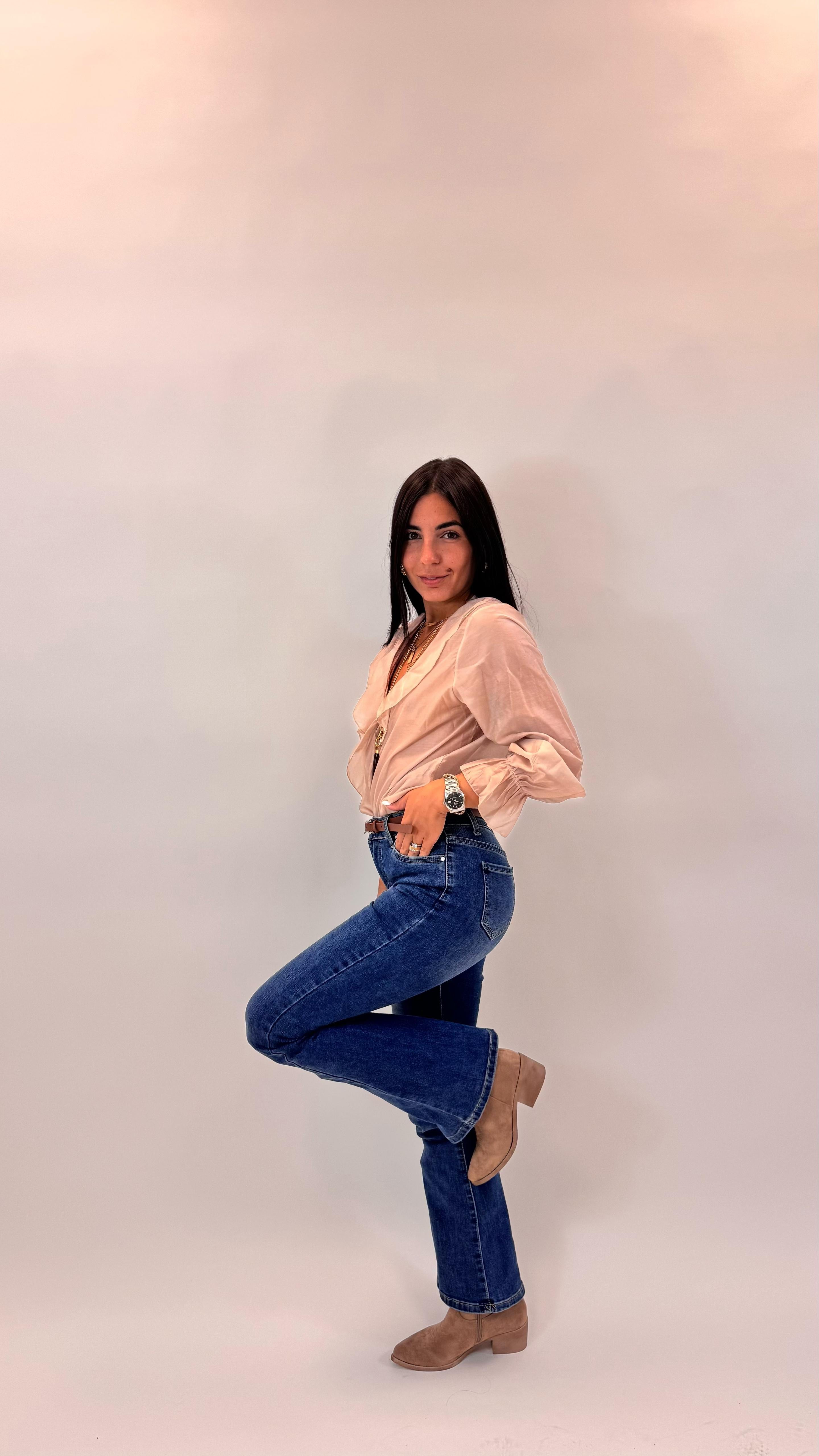 Jeans Zampa Lavaggio Medio Cinta Inclusa