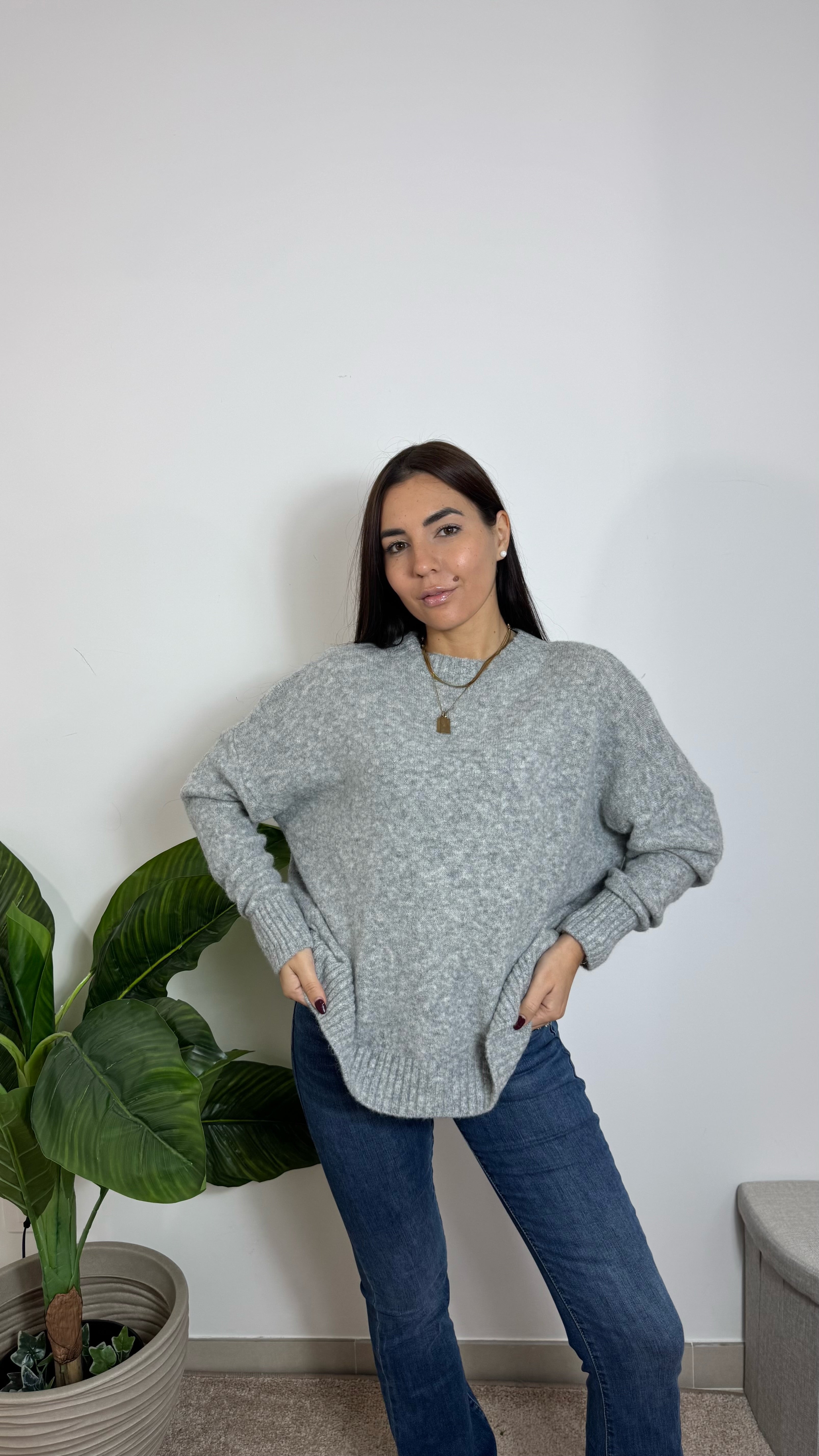 Pull Morbidissimo Girocollo Grigio Perla