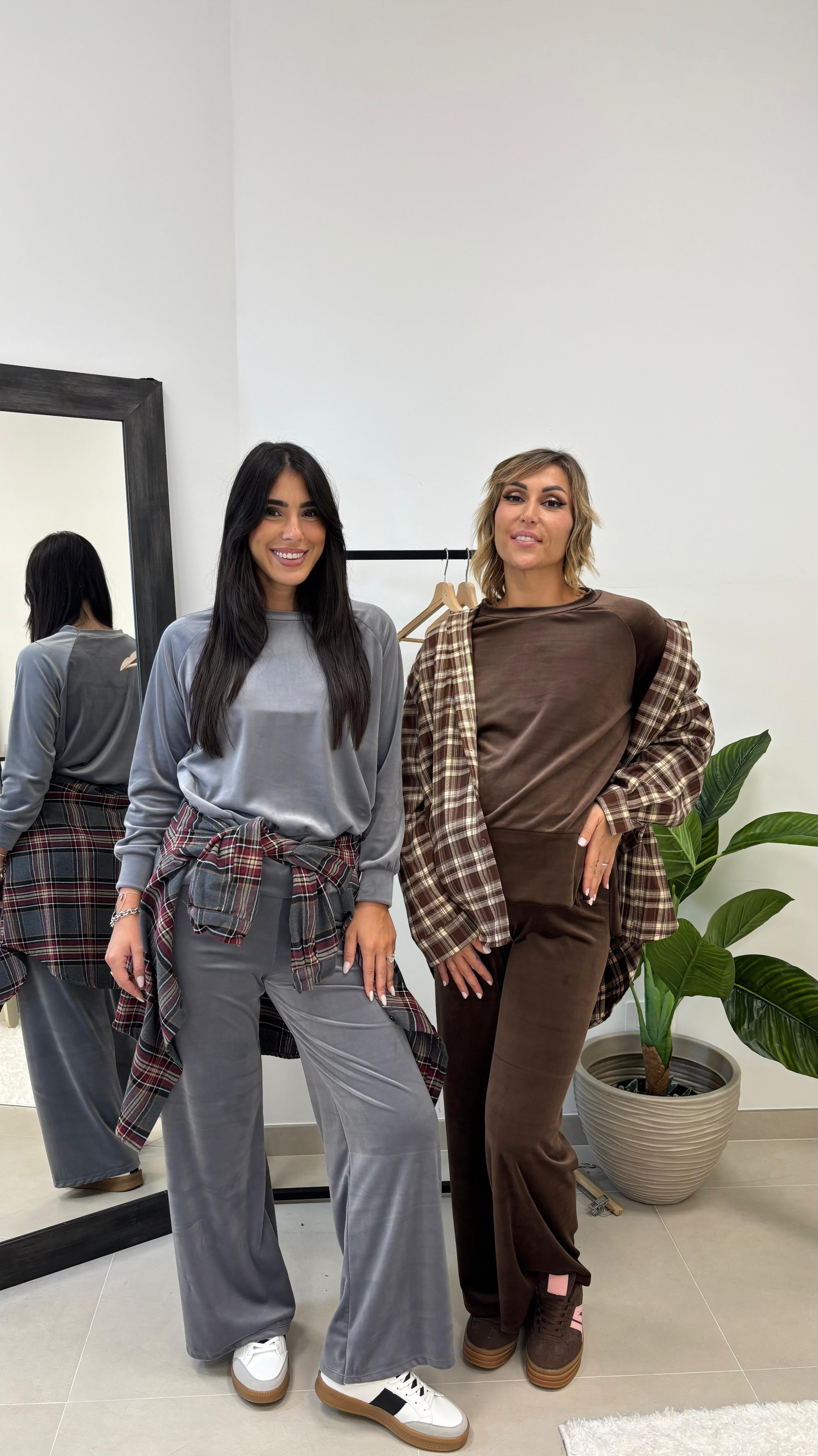 Tuta Flare Velvet Grigio Perla