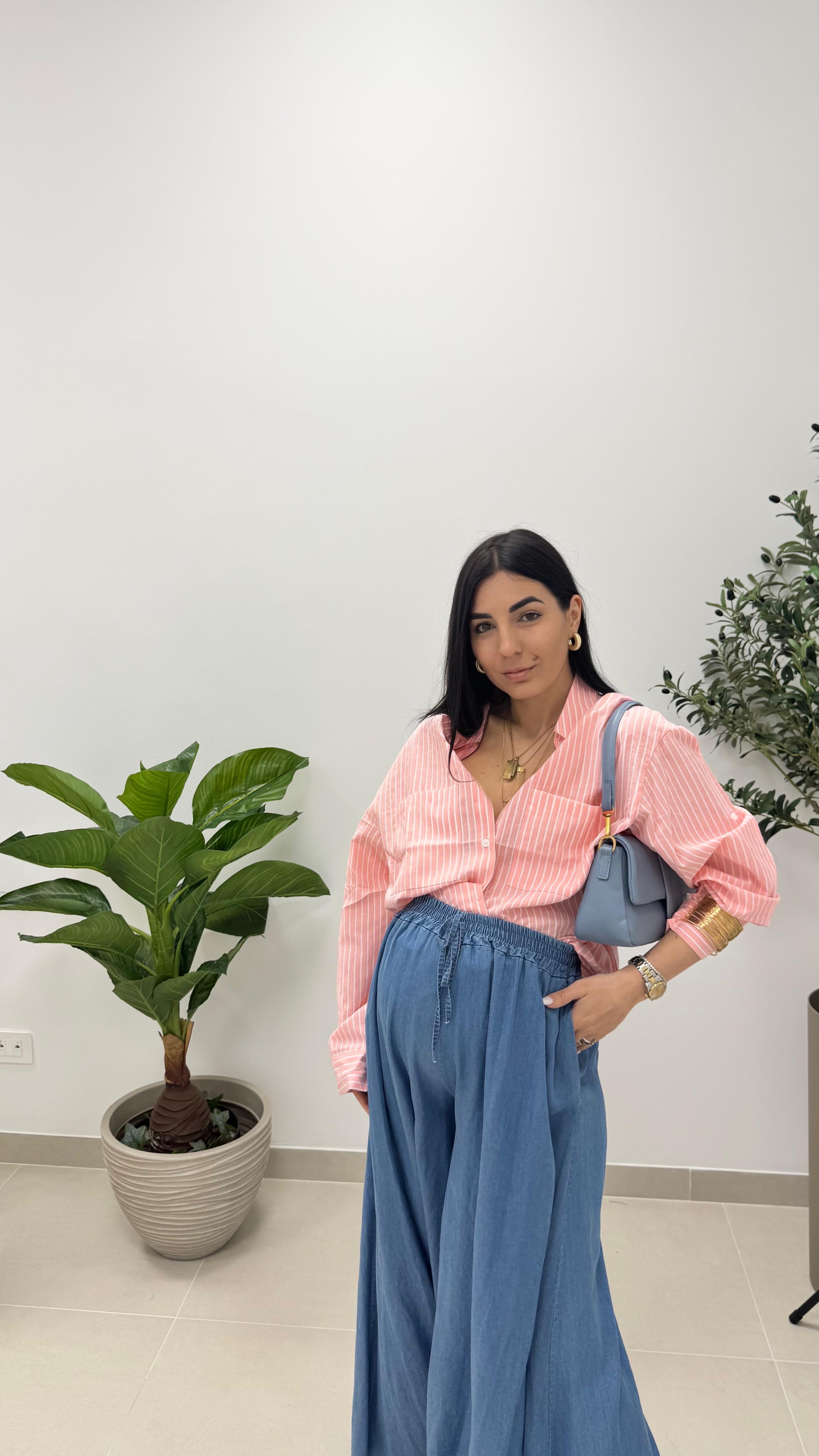 Camicia Over Stripes Salmone