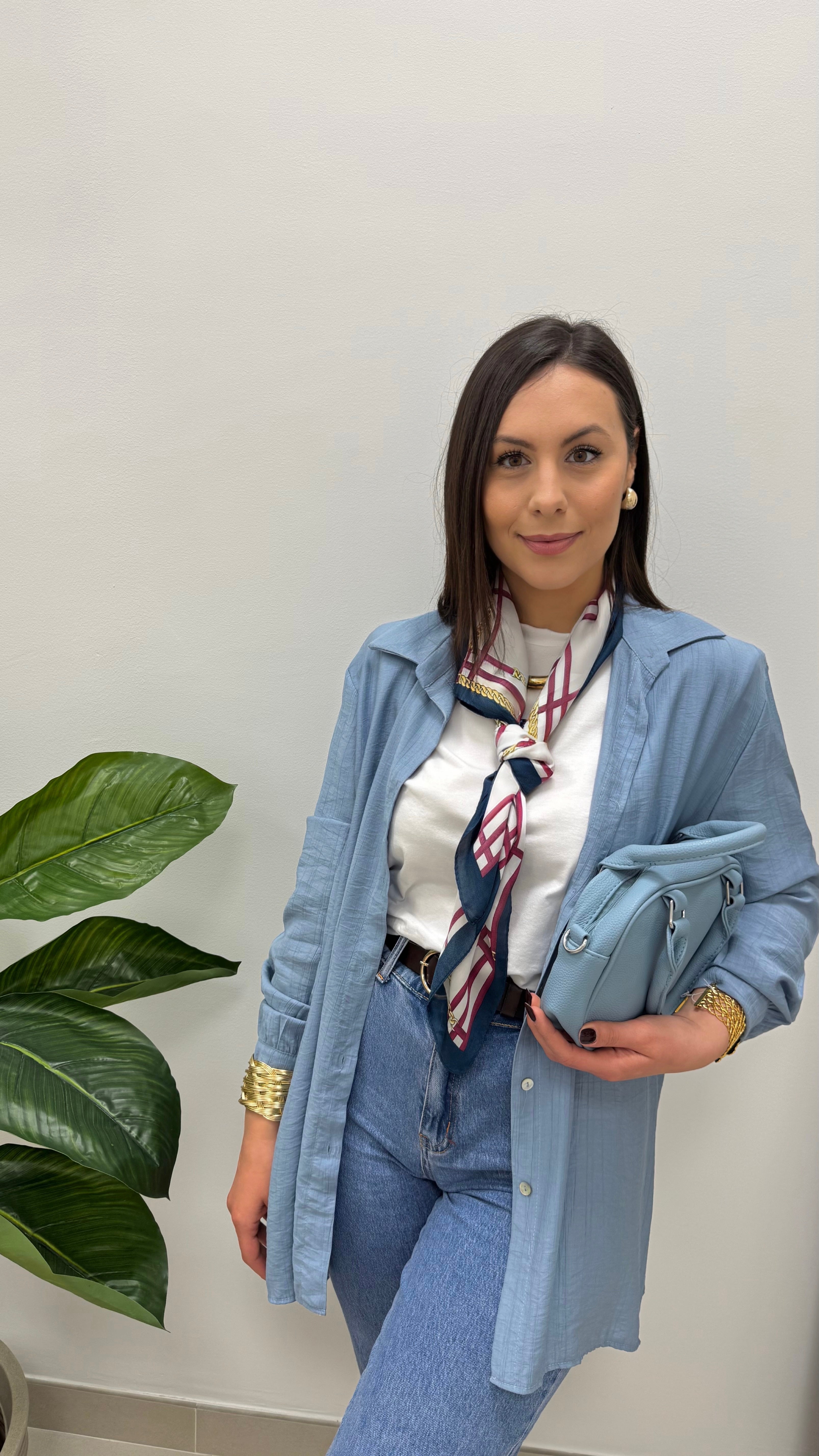 Camicia Over Morbida celeste