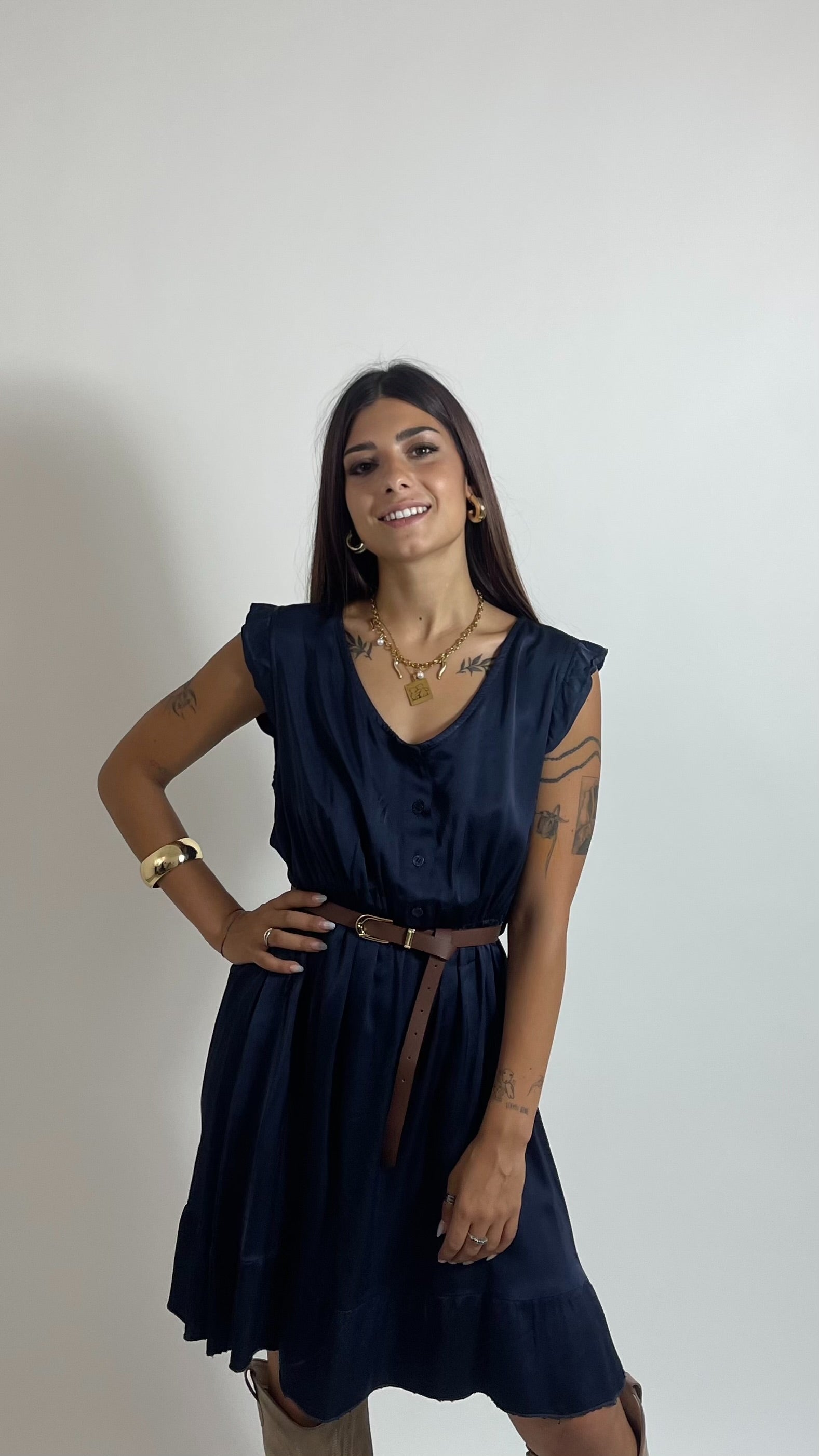 Mini Dress Soft Volant Blu