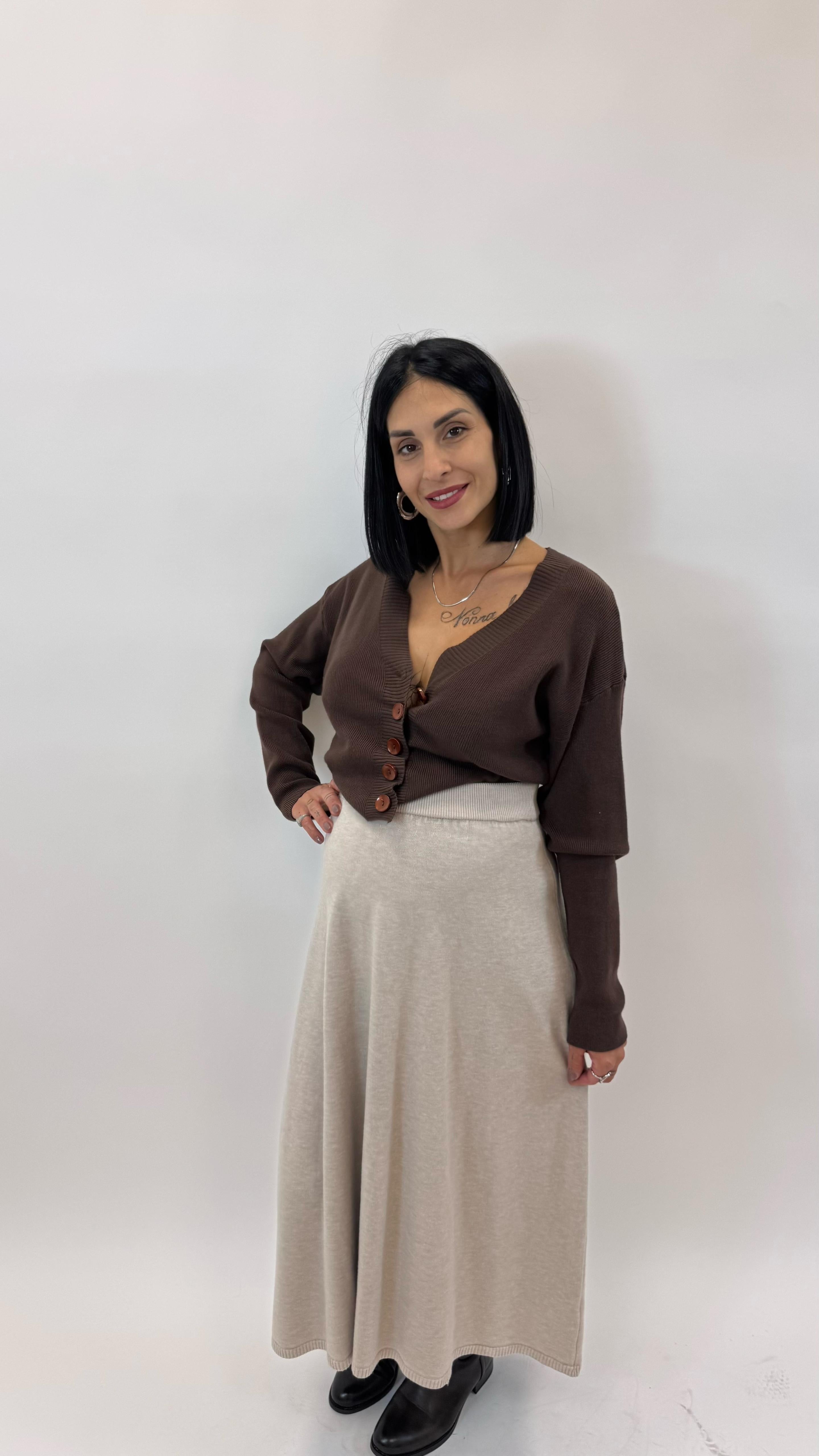 Pull Bottoncini Maglina Morbida Choco