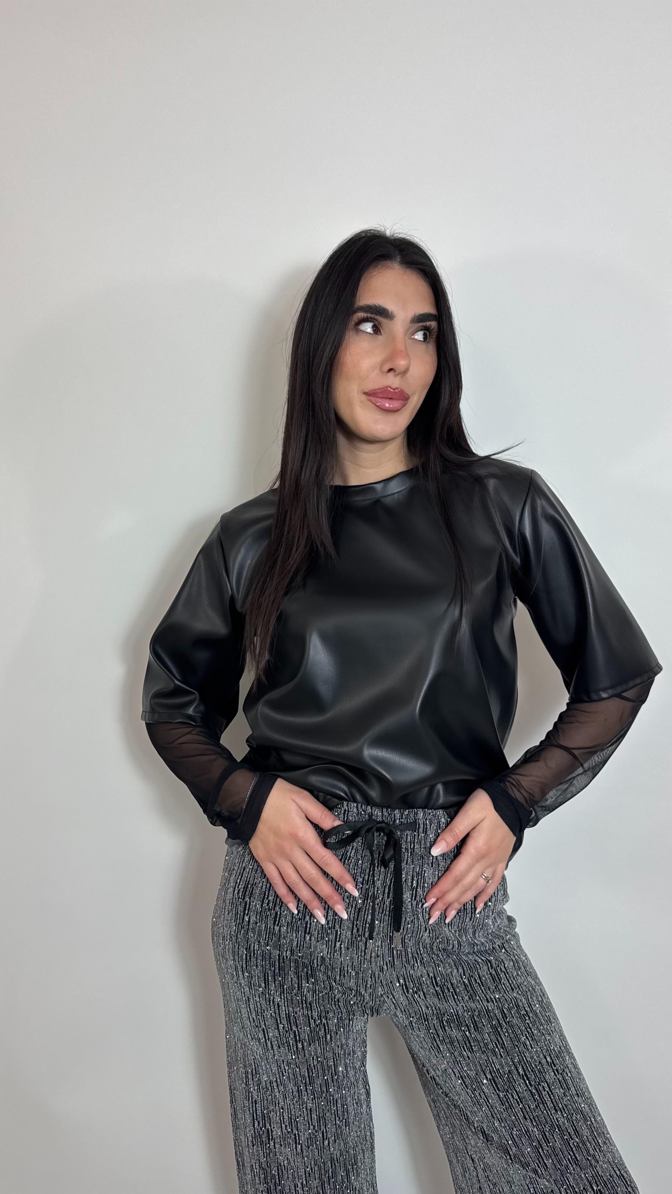 š„Panta palazzo Sparkle Silver Black