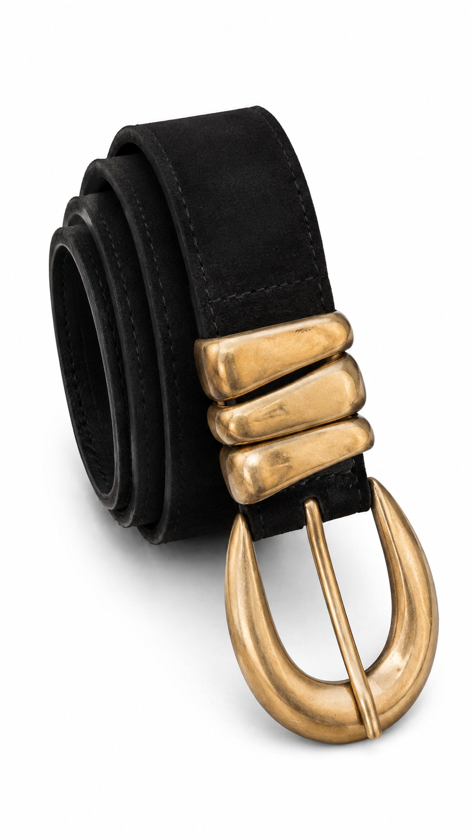 Cintura Suede Gold Buckle Nera