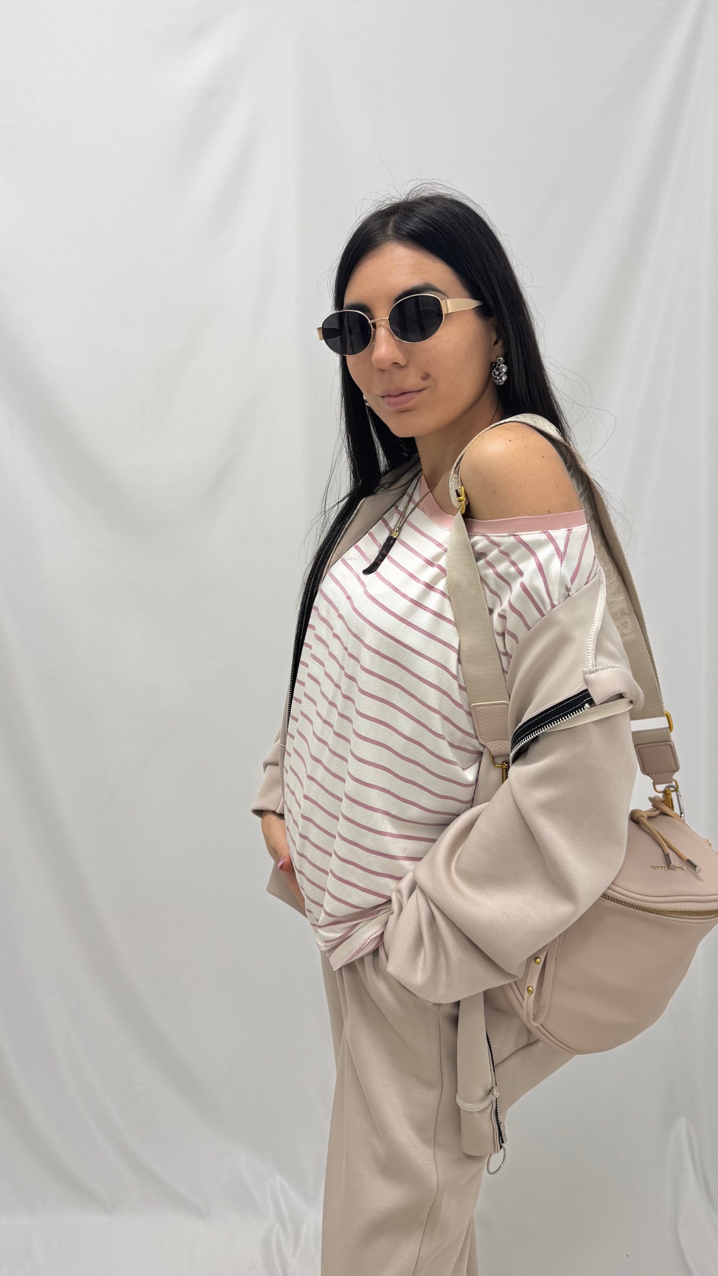 Maglia Kim Oversize Stripes Pink Soft