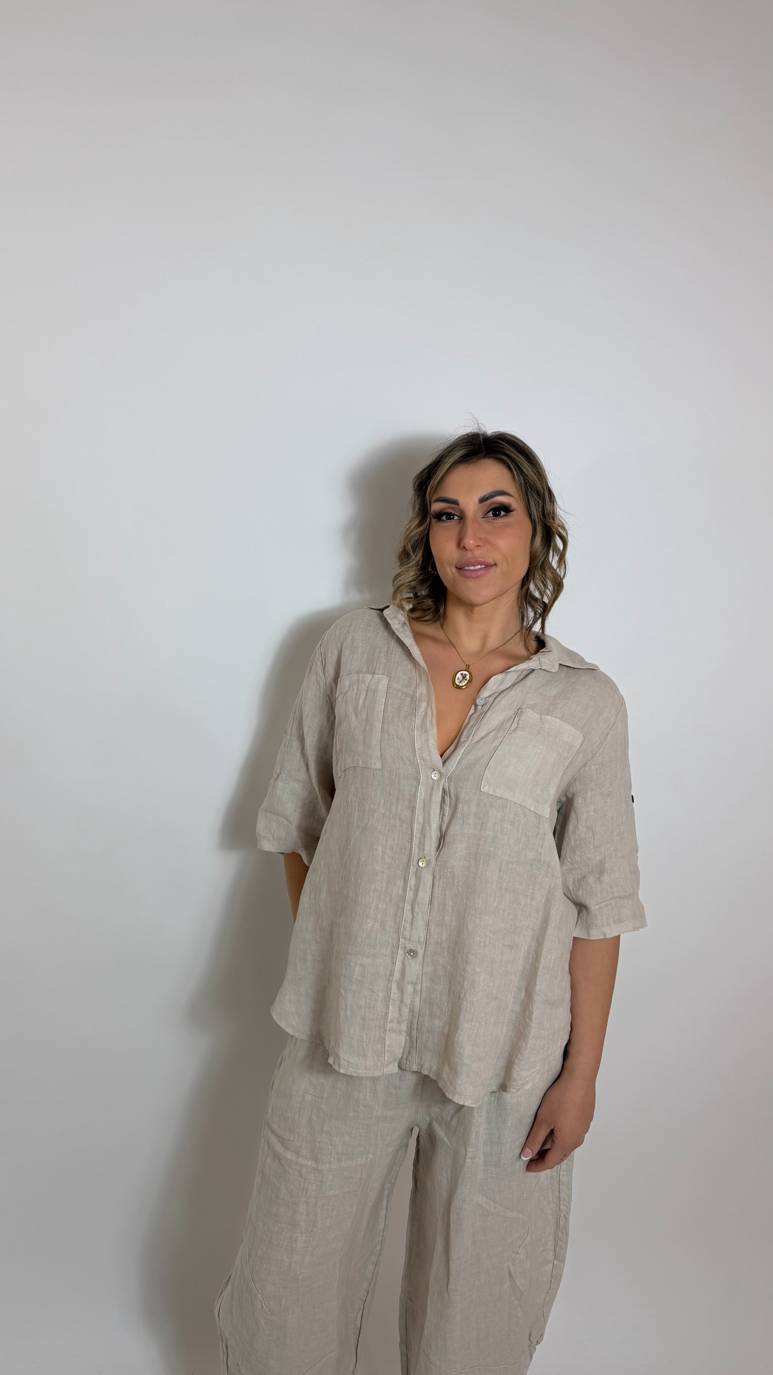 Pantalone Lino Balloon Ecru