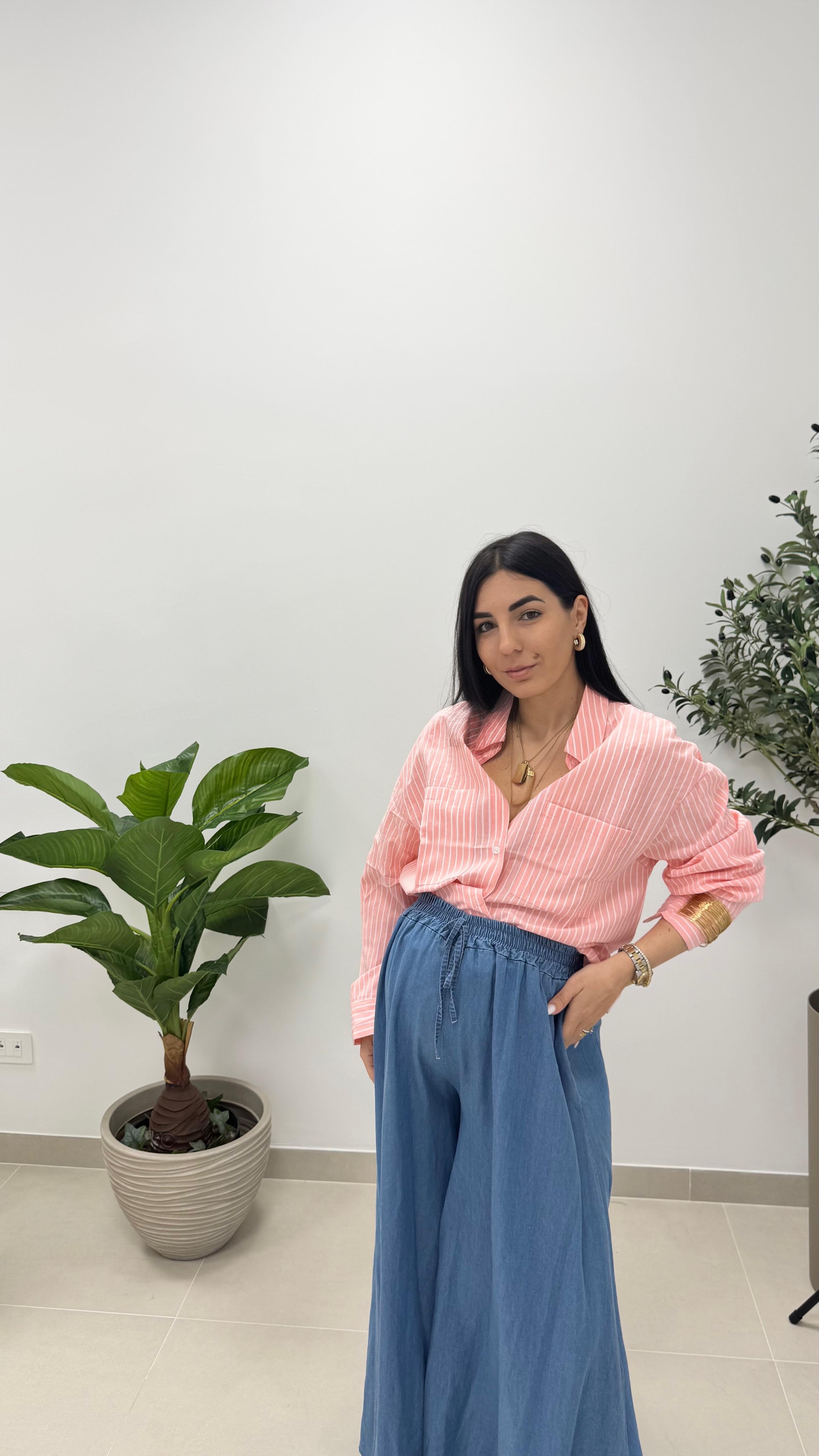 Camicia Over Stripes Salmone