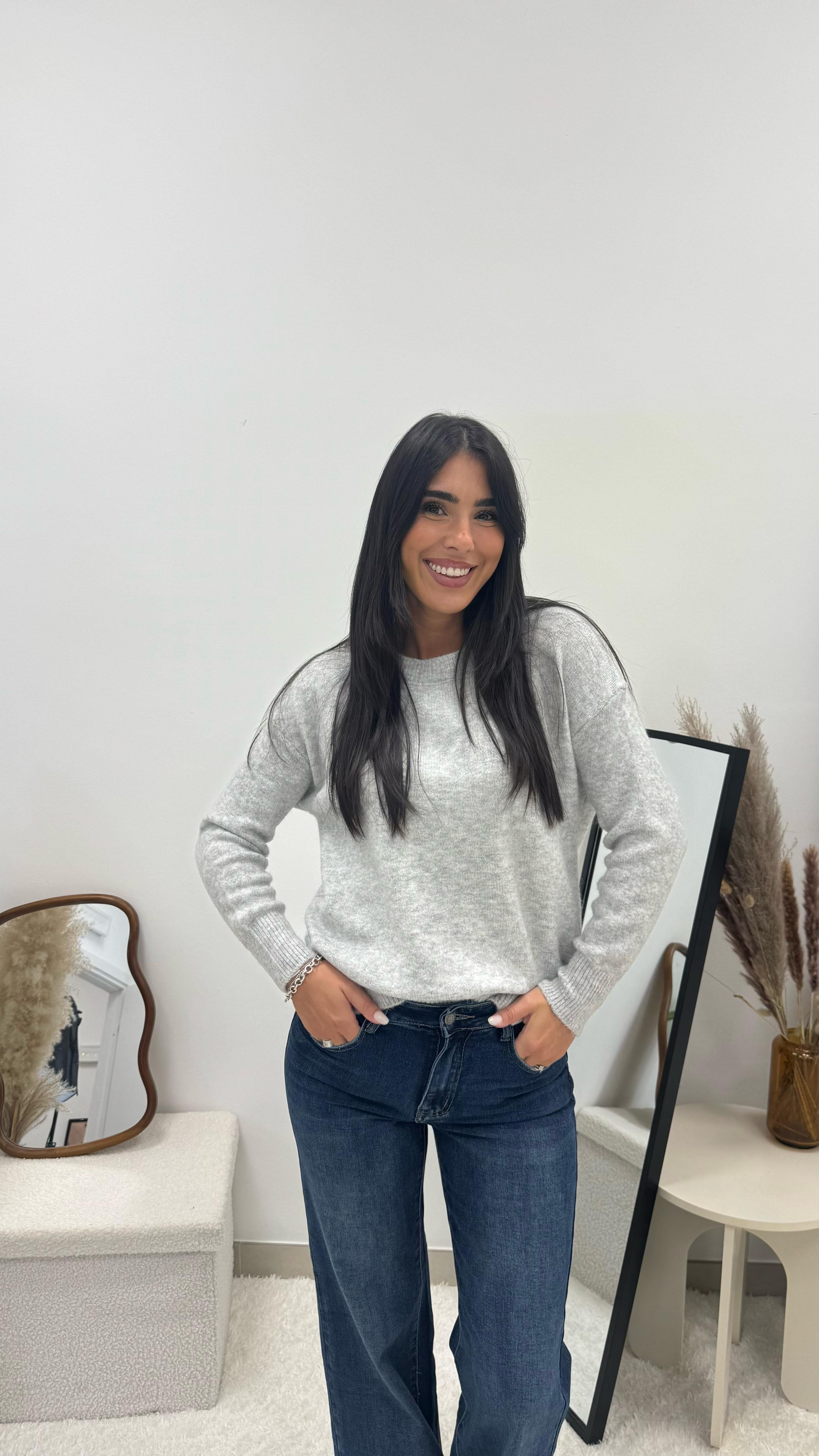 Pull Misto Mohair Grigio Perla