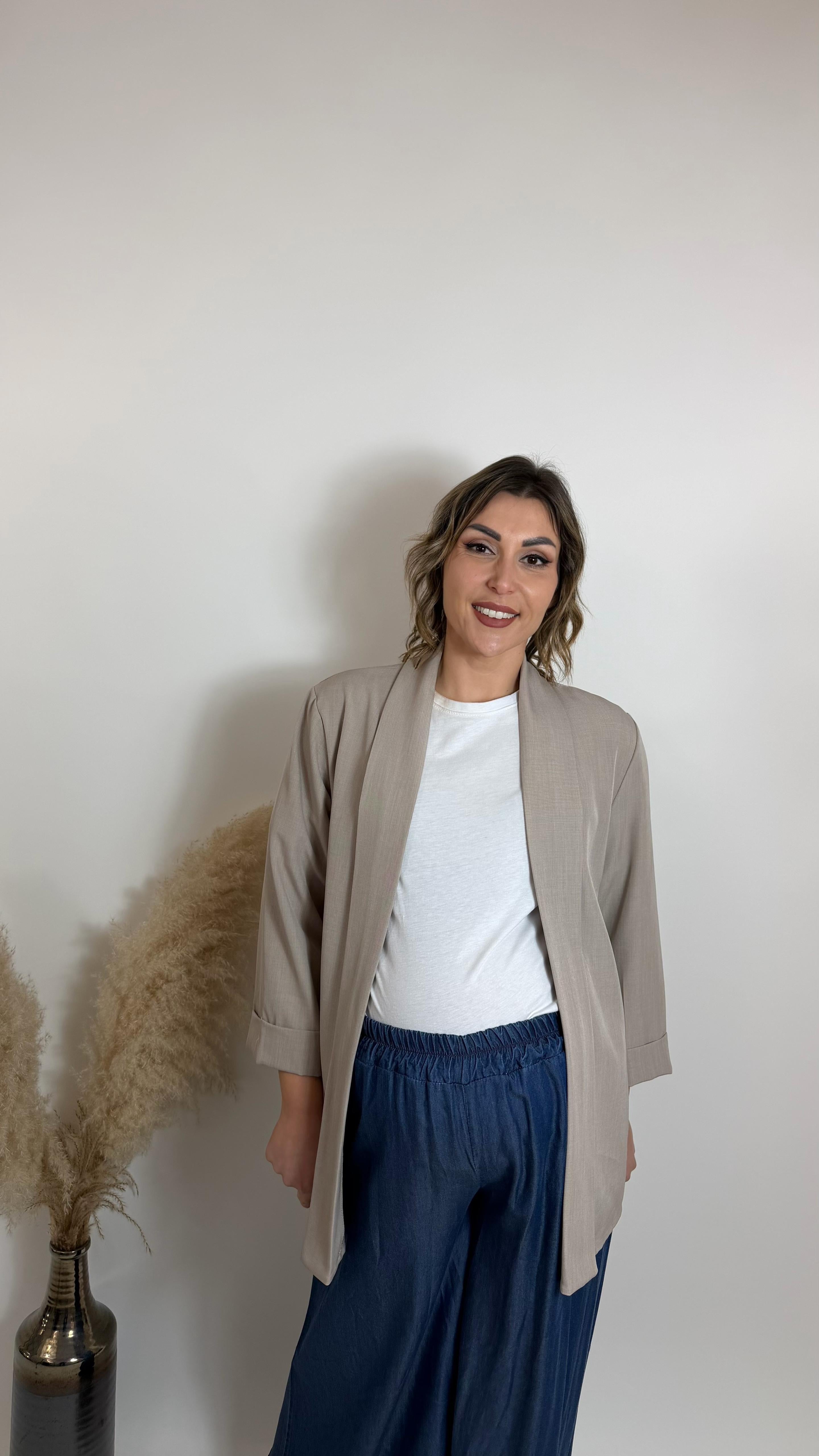 Kimono Manica Ampia Tortora