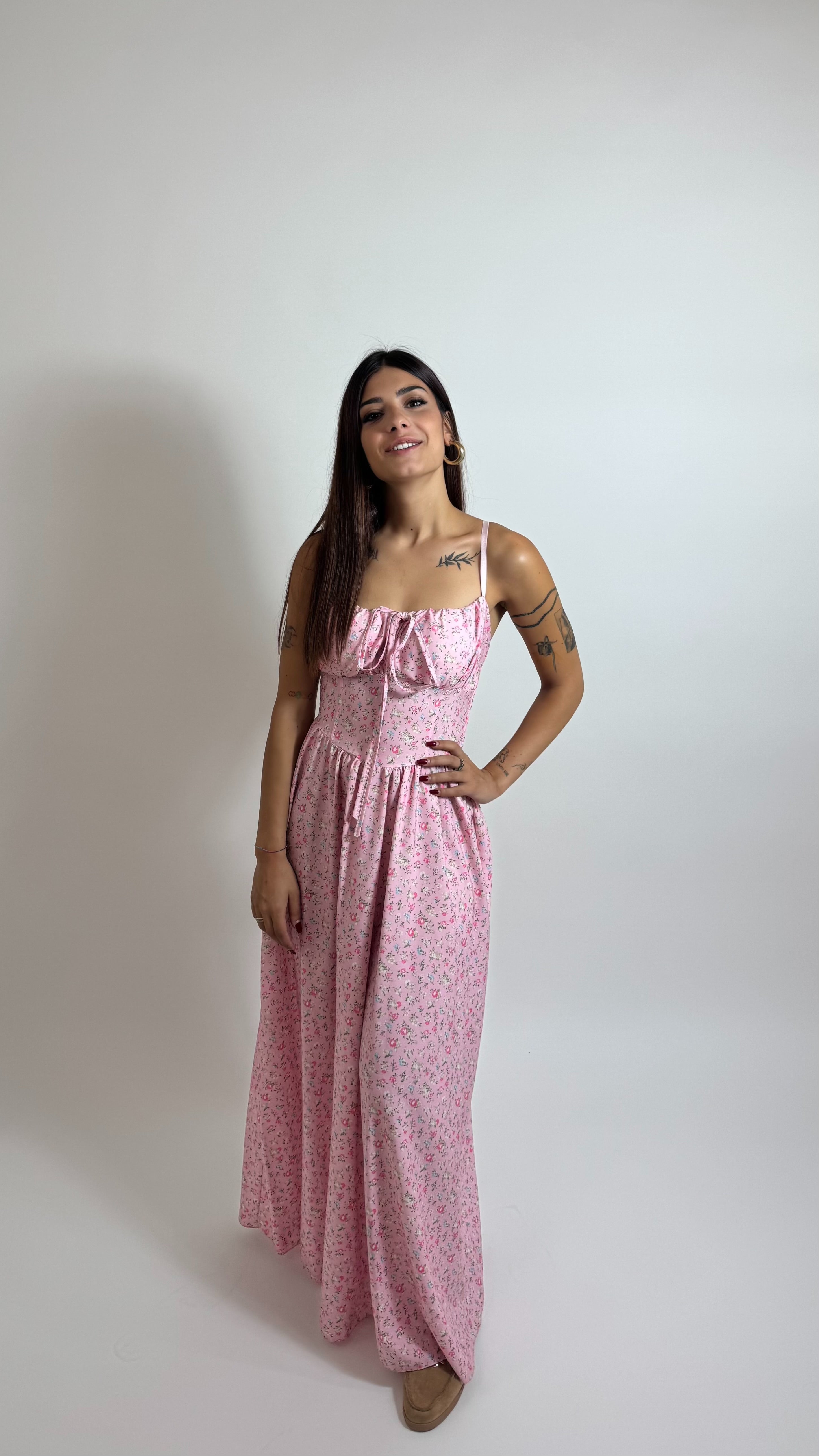 Abito Greta Flowers Pink